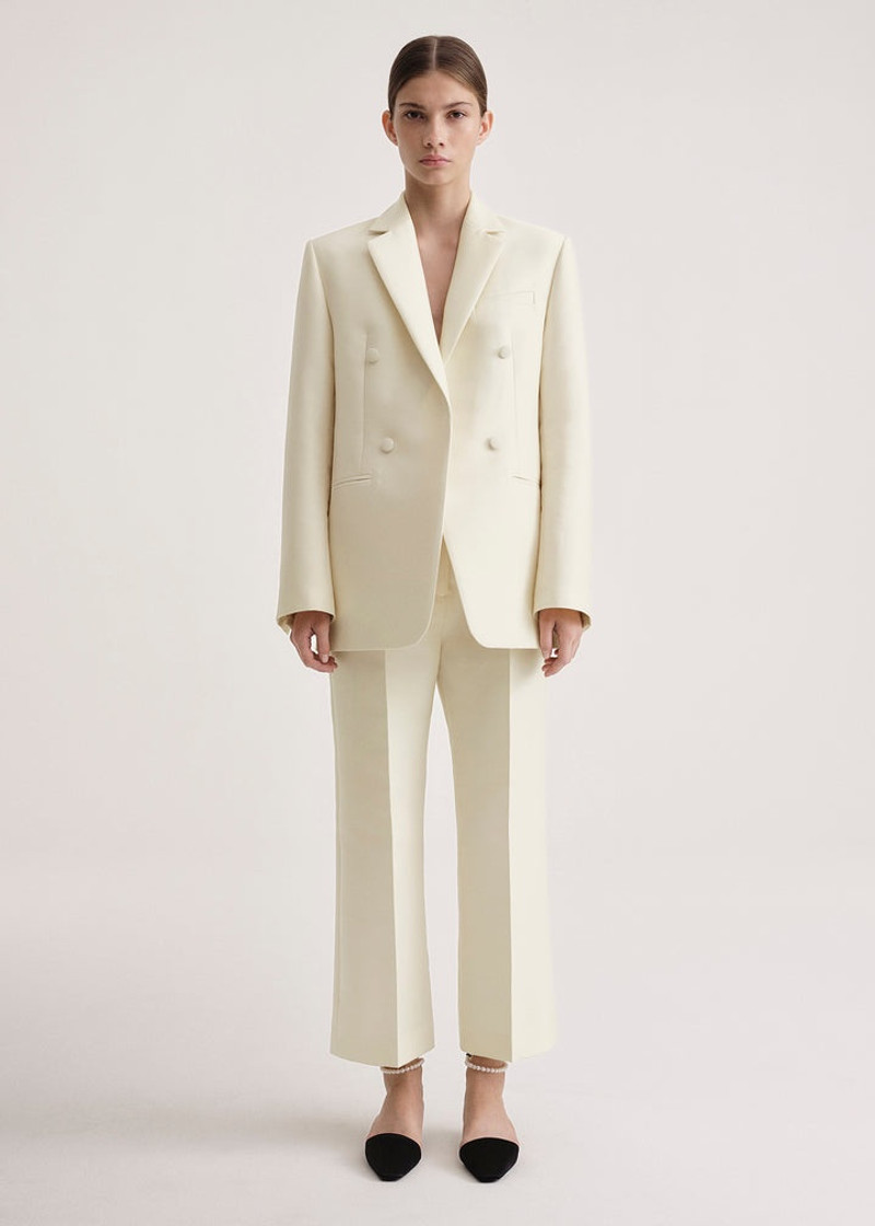 Totême Relaxed wool suit jacket macadamia outlook