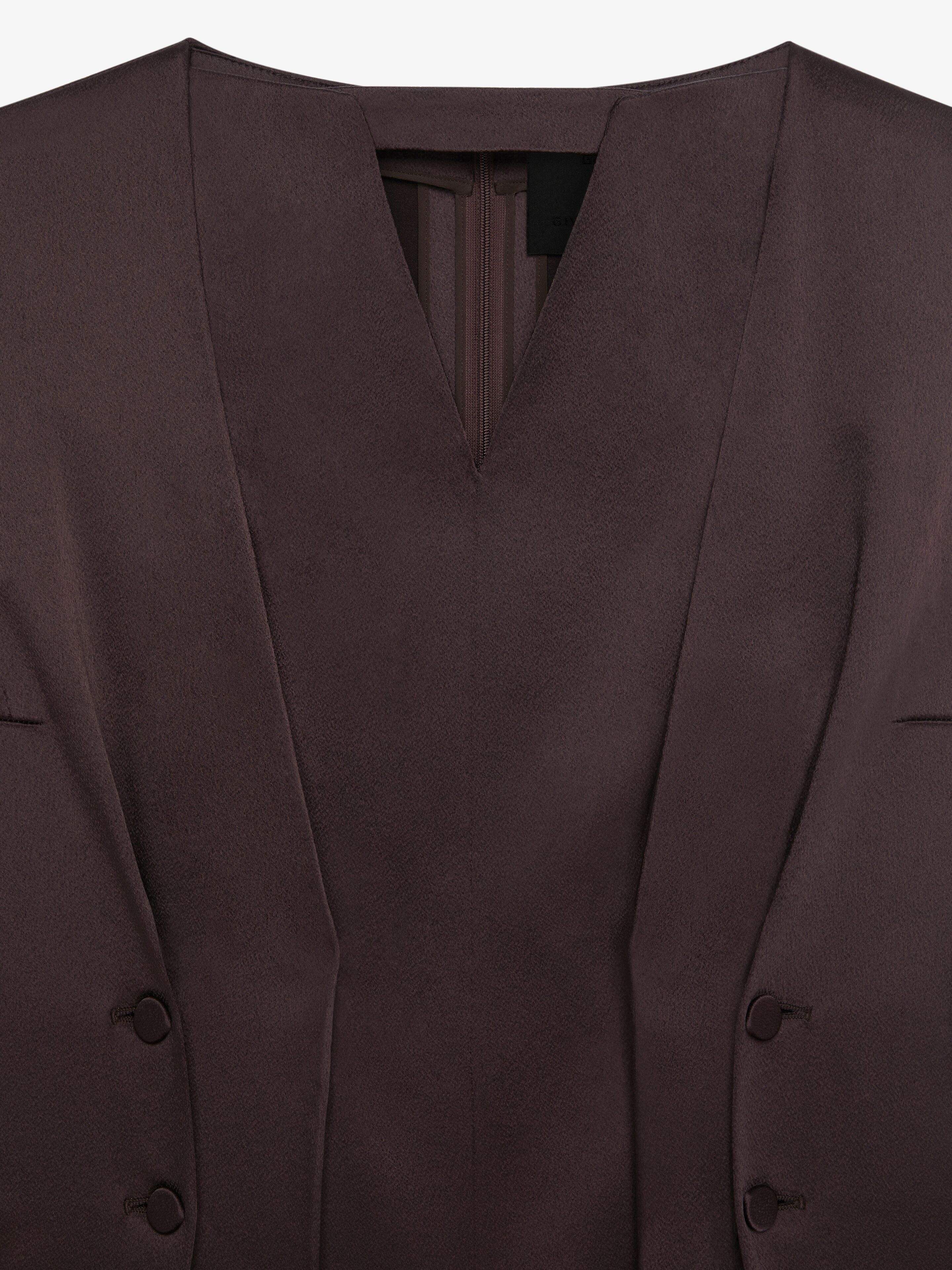 TOP IN CREPE WITH SATIN BACK WITH BUTTONS AND PLEATED EFFECT - 5