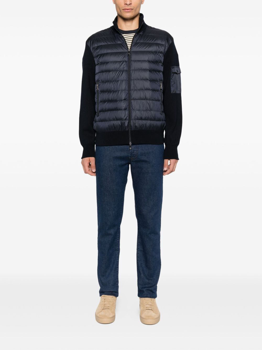 quilted wool-sleeve jacket - 2
