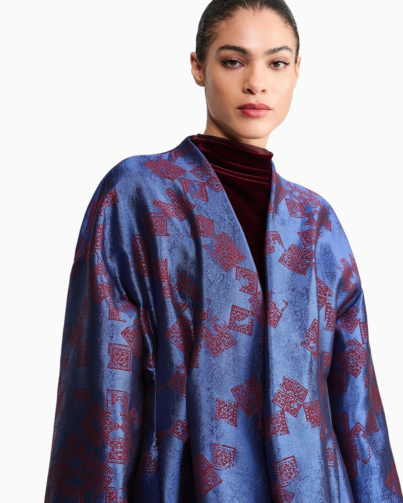 WOOL KIMONO COAT WITH GEOMETRIC JACQUARD PATTERN 6