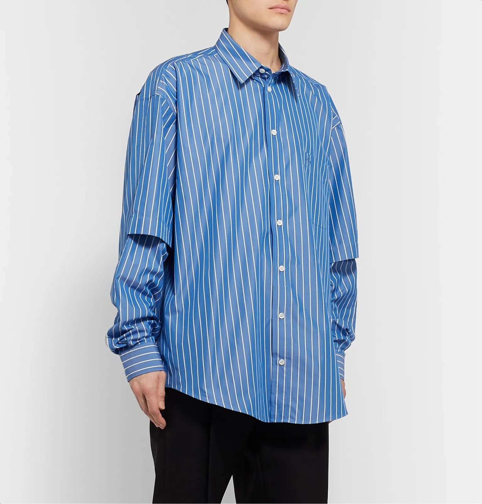 Oversized Logo-Embroidered Striped Cotton-Blend Poplin Shirt - 4