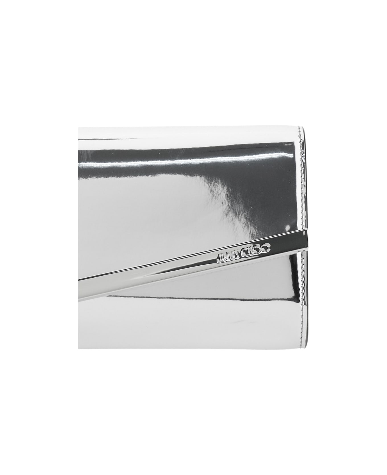 'emmie' Metallic Envelope Clutch With Logo Lettering On The Front And Chain-link Shoulder Strap In L - 3