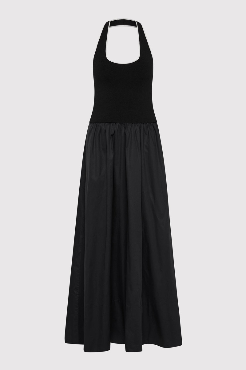 Halter Gathered Dress - Black 1