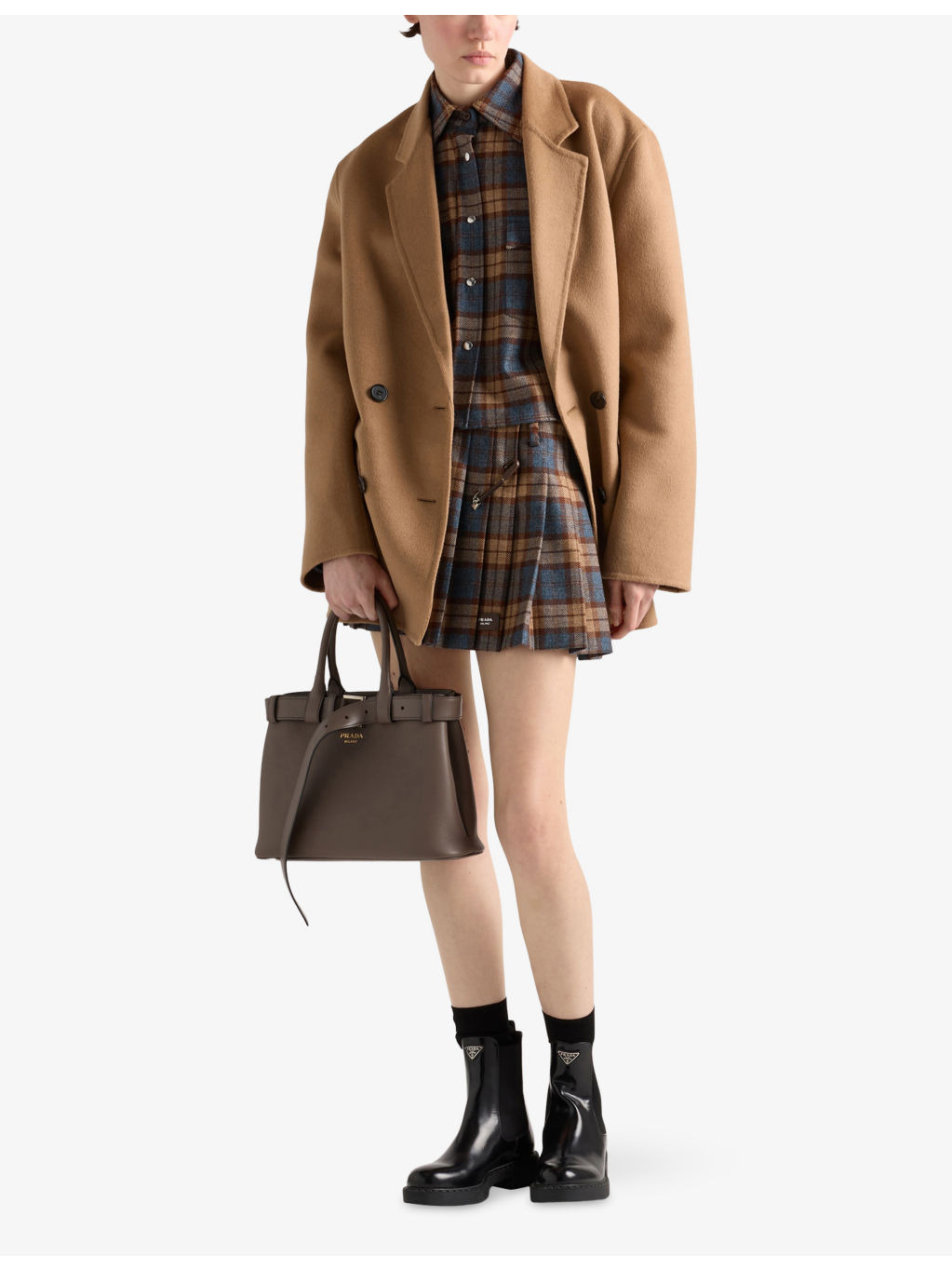 Checked Wool Twill Mini Skirt - 2