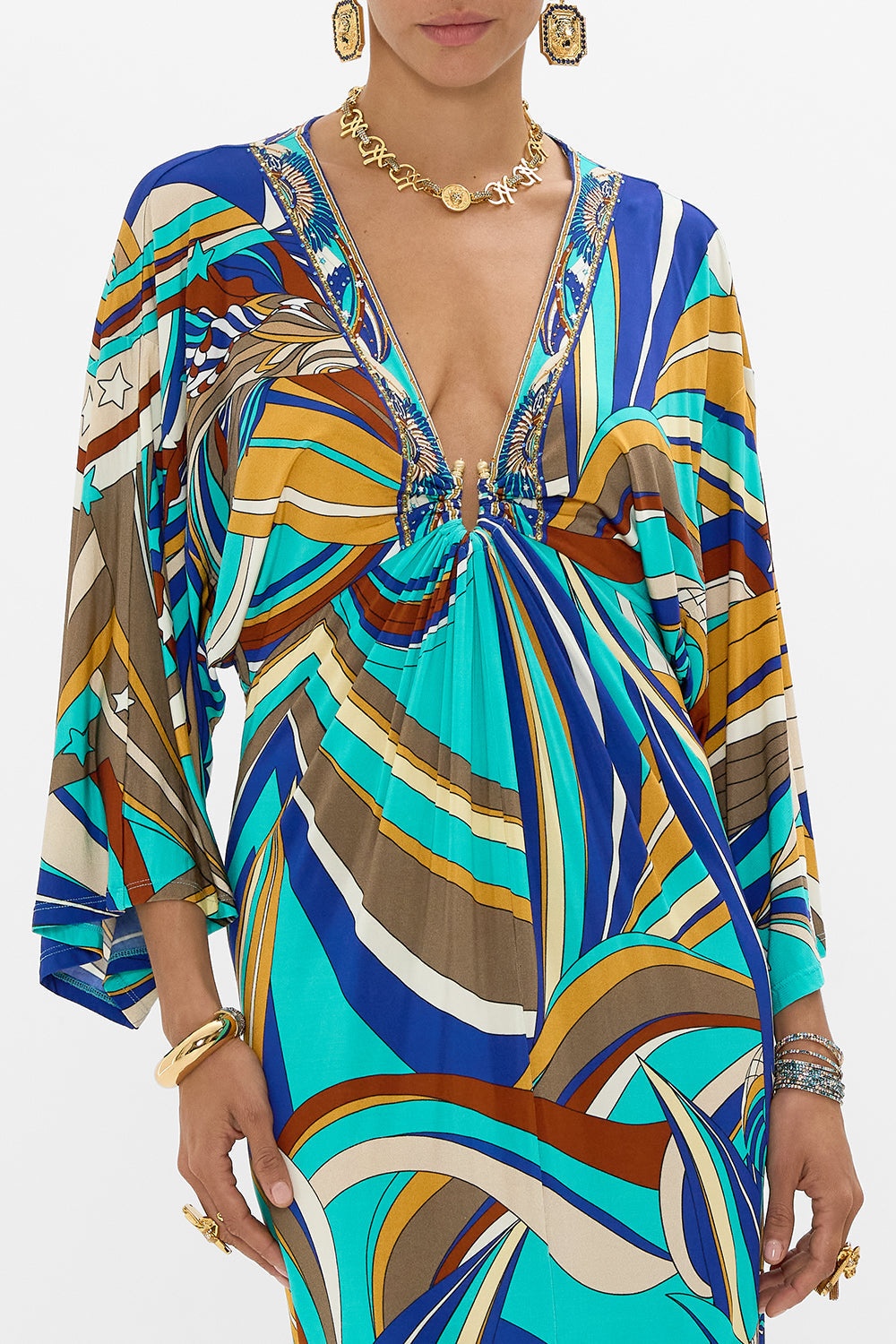 DRAPED JERSEY DRESS WITH HARDWARE - 5