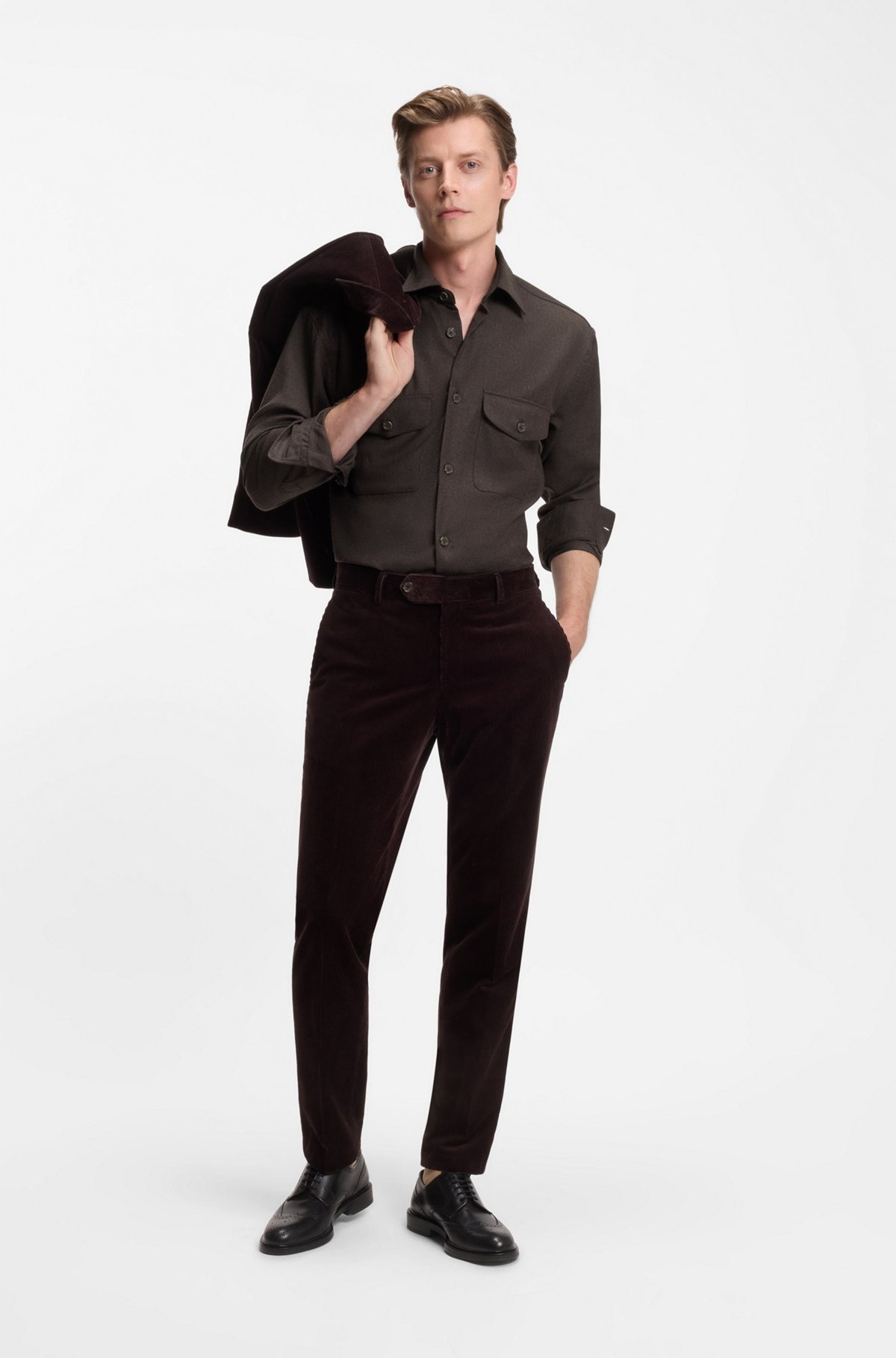 BECKHAM X BOSS RELAXED-FIT SHIRT IN VIRGIN WOOL - 4