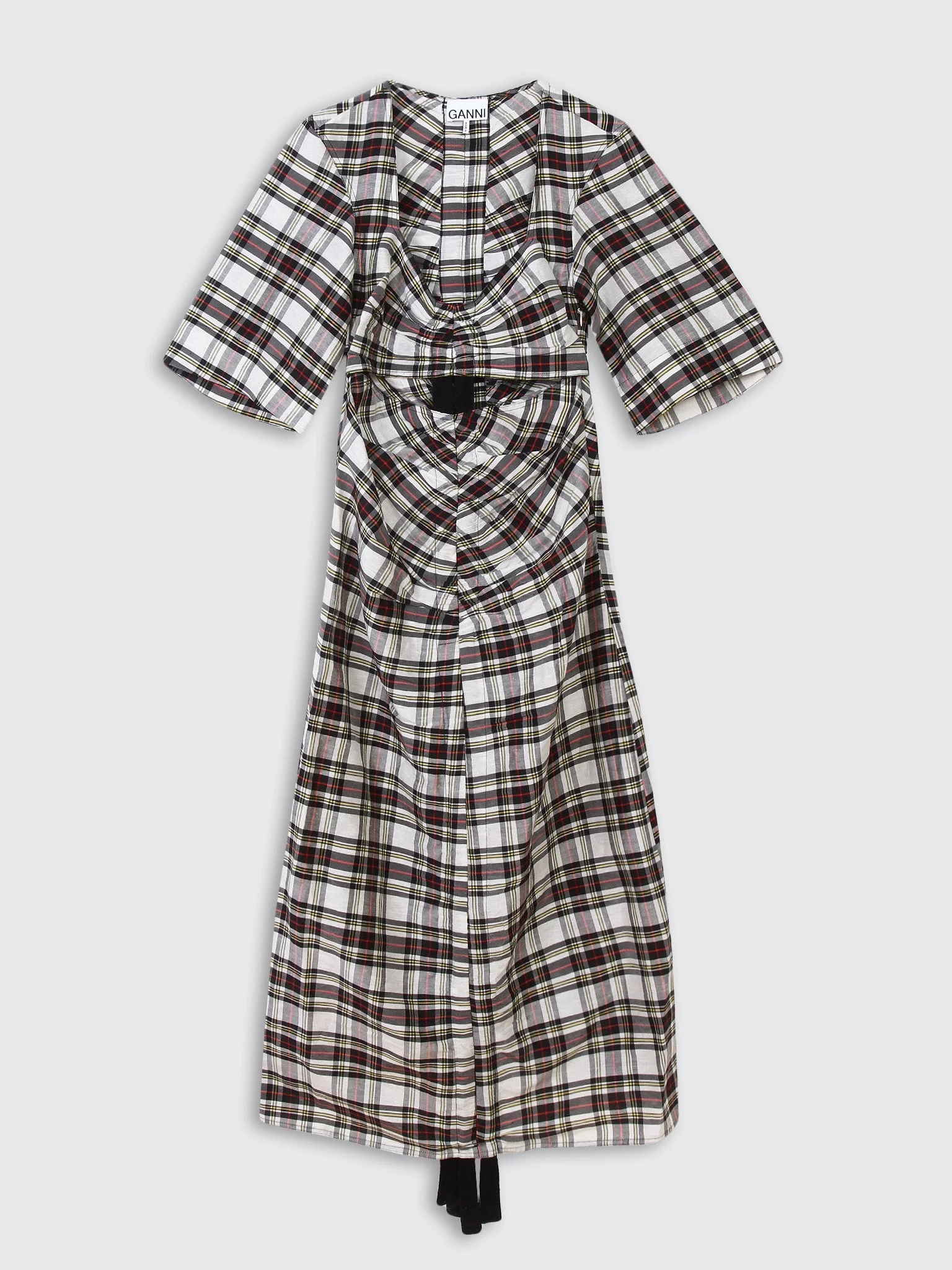 Silk Check Cut Out Dress - 1