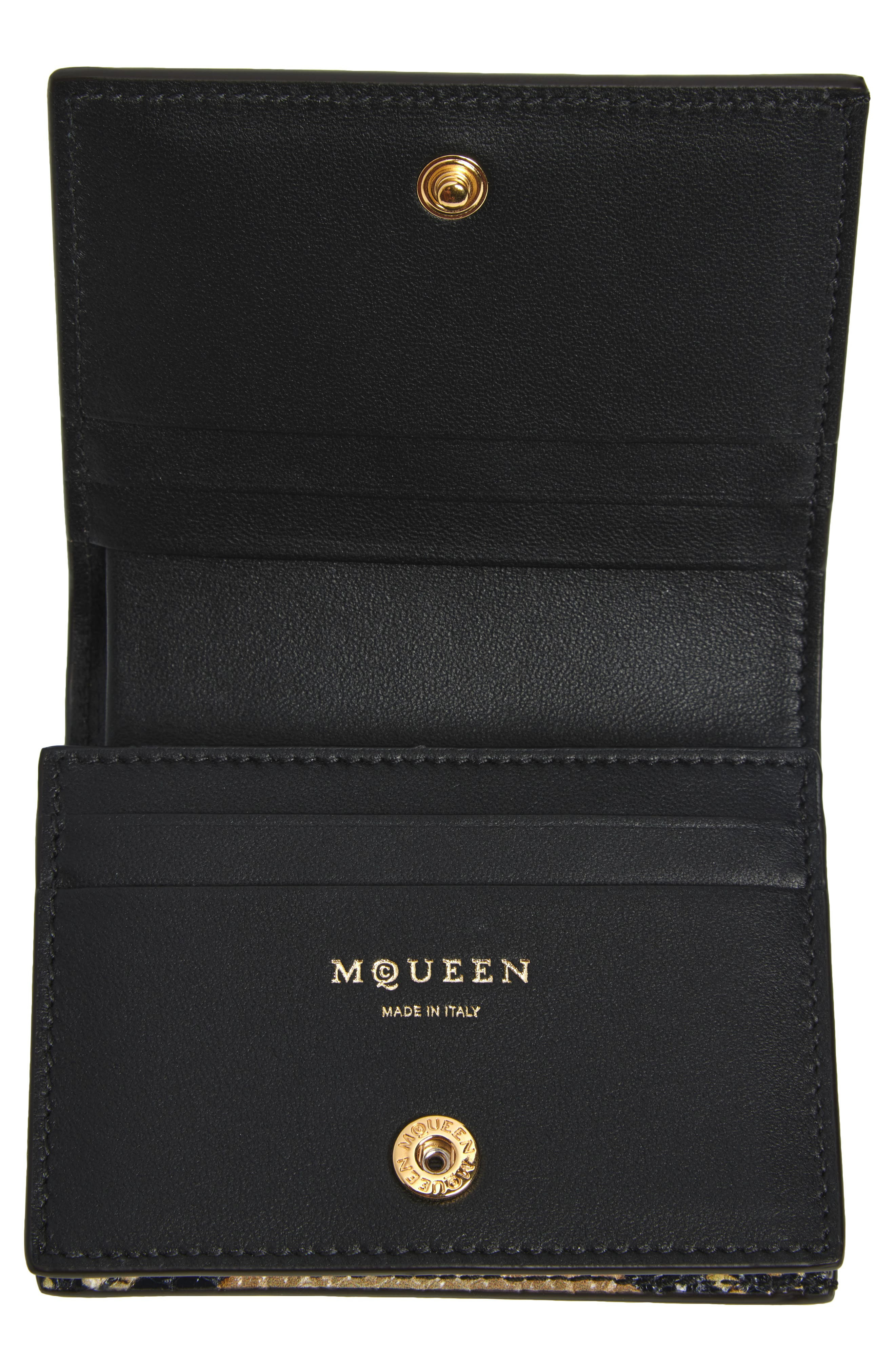 McQueen Snake Embossed Leather Card Case in Brown/Gold at Nordstrom - 2