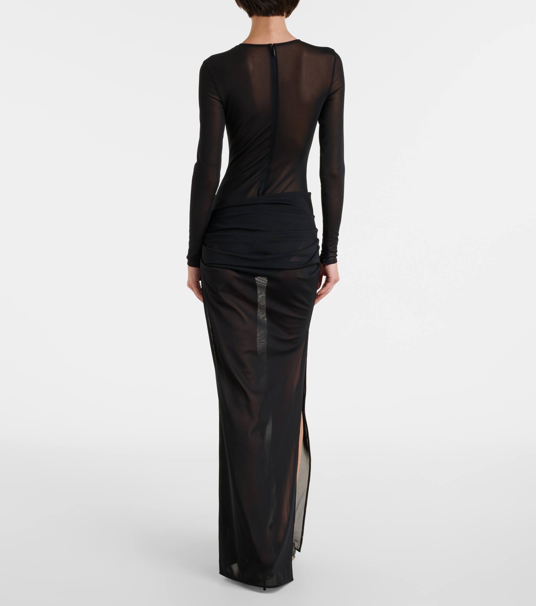 Ruched sheer mesh gown - 3
