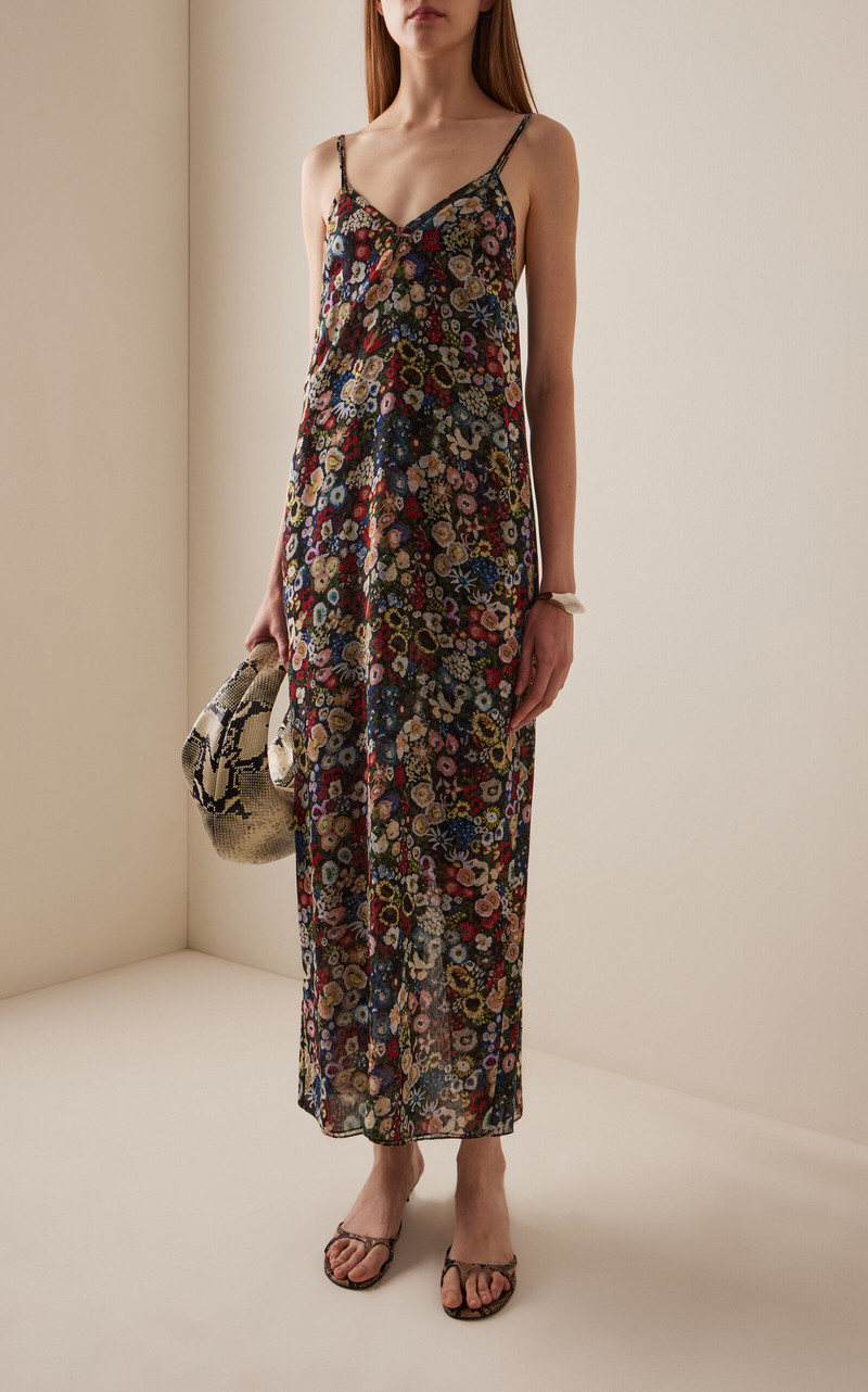 KHAITE Taja Floral Silk-Chiffon Maxi Dress black outlook