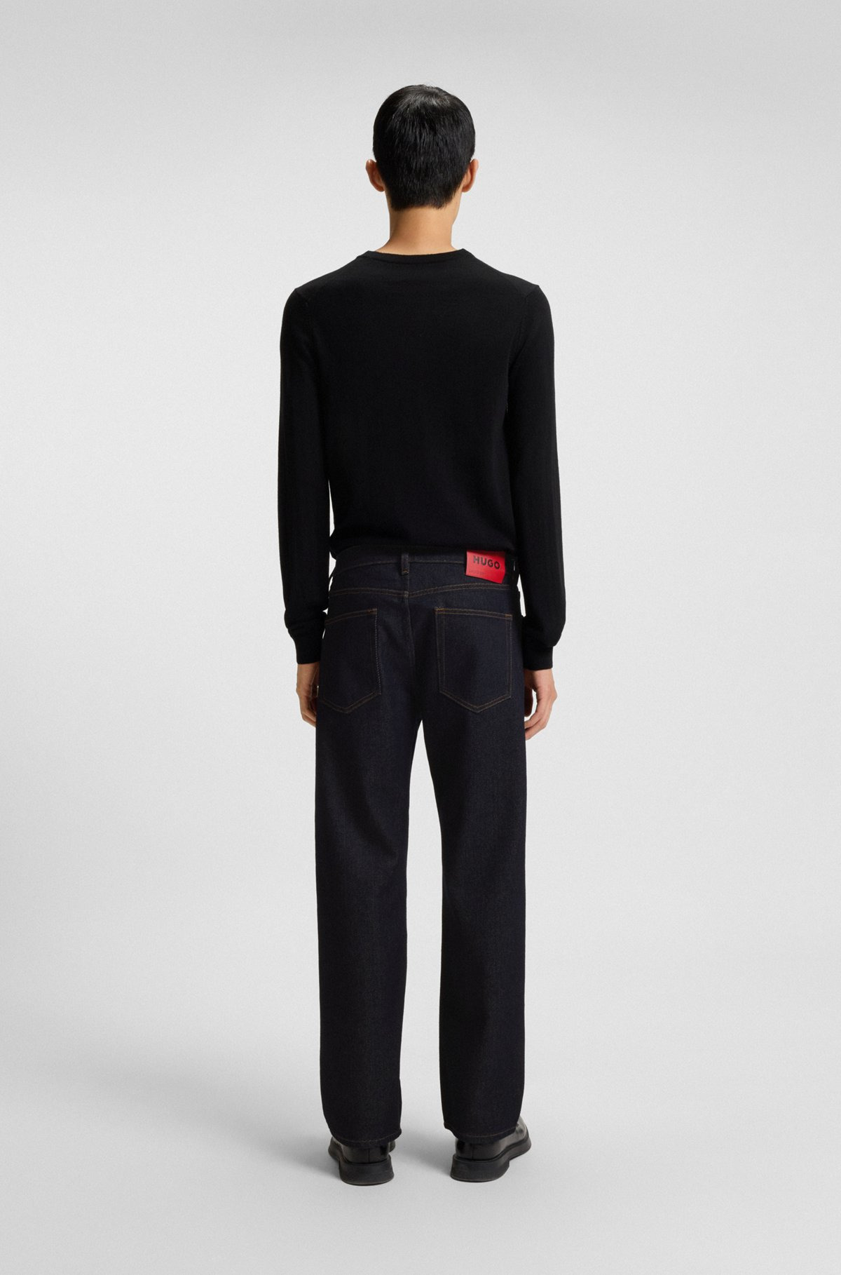 REGULAR-FIT JEANS IN FADED DARK-BLUE DENIM - 4