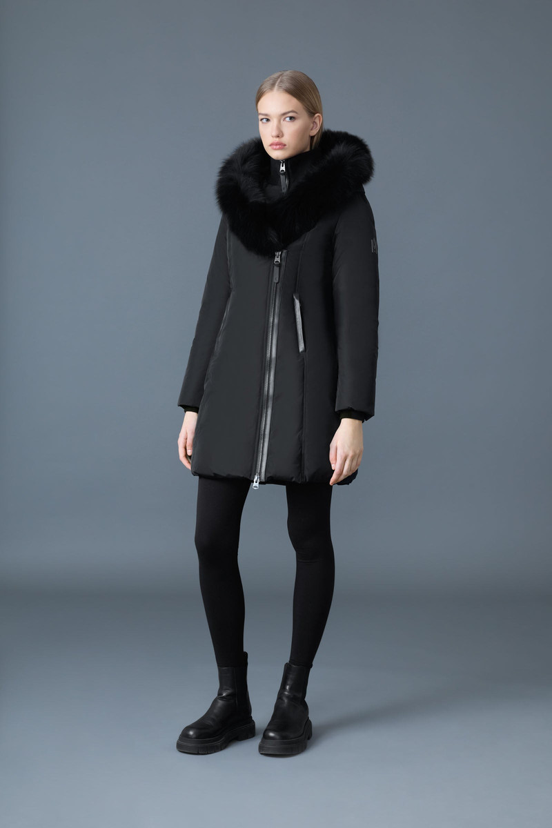MACKAGE KAY Down coat with blue fox fur Signature Mackage Collar outlook