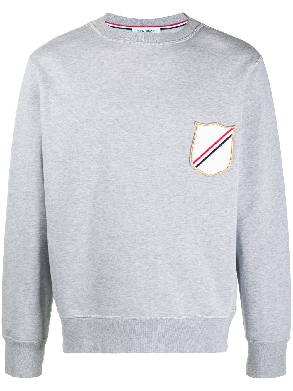 crest-patch boat-neck sweatshirt - 1