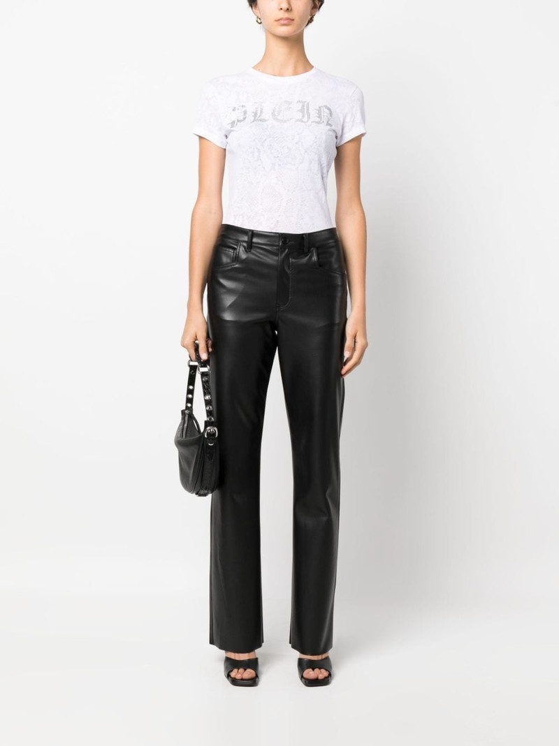 PHILIPP PLEIN rhinestone-logo snake-print T-shirt outlook