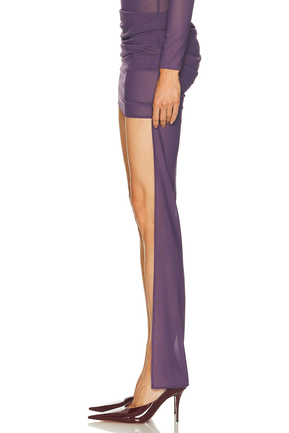 Asymmetrical Tucked Mini Skirt - 3
