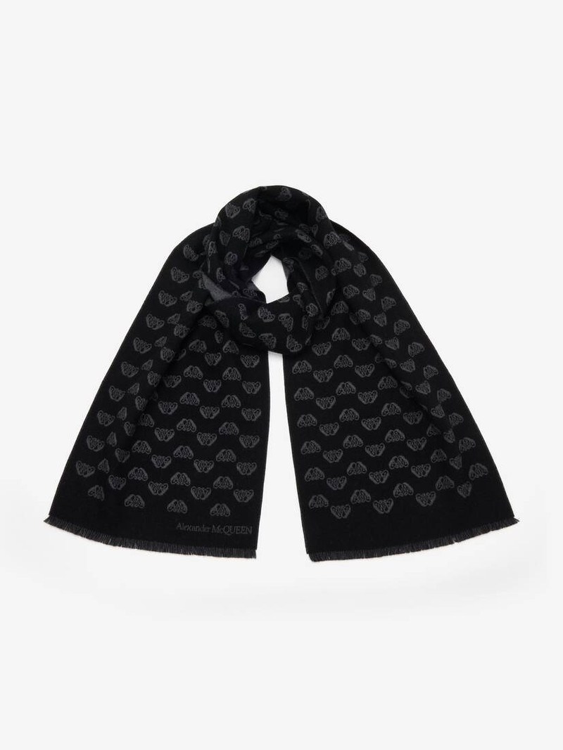 Alexander McQueen Men's Up-and-down Seal Logo Scarf in Black/dark Grey outlook