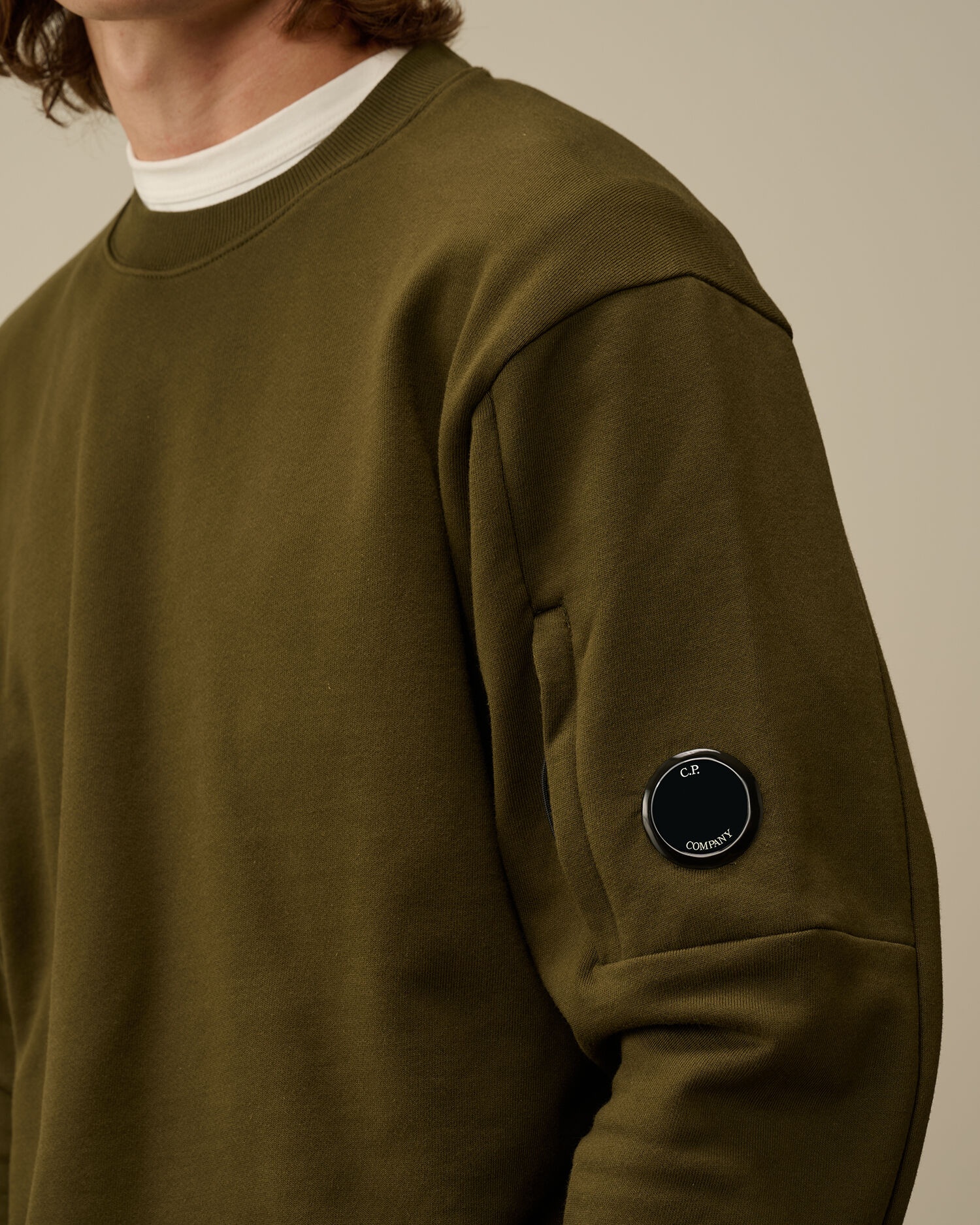 Diagonal Raised Fleece Crew Neck Lens Sweatshirt - 4