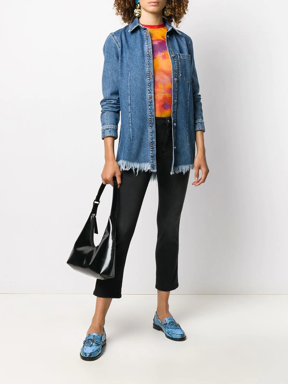 frayed edge denim shirt - 2