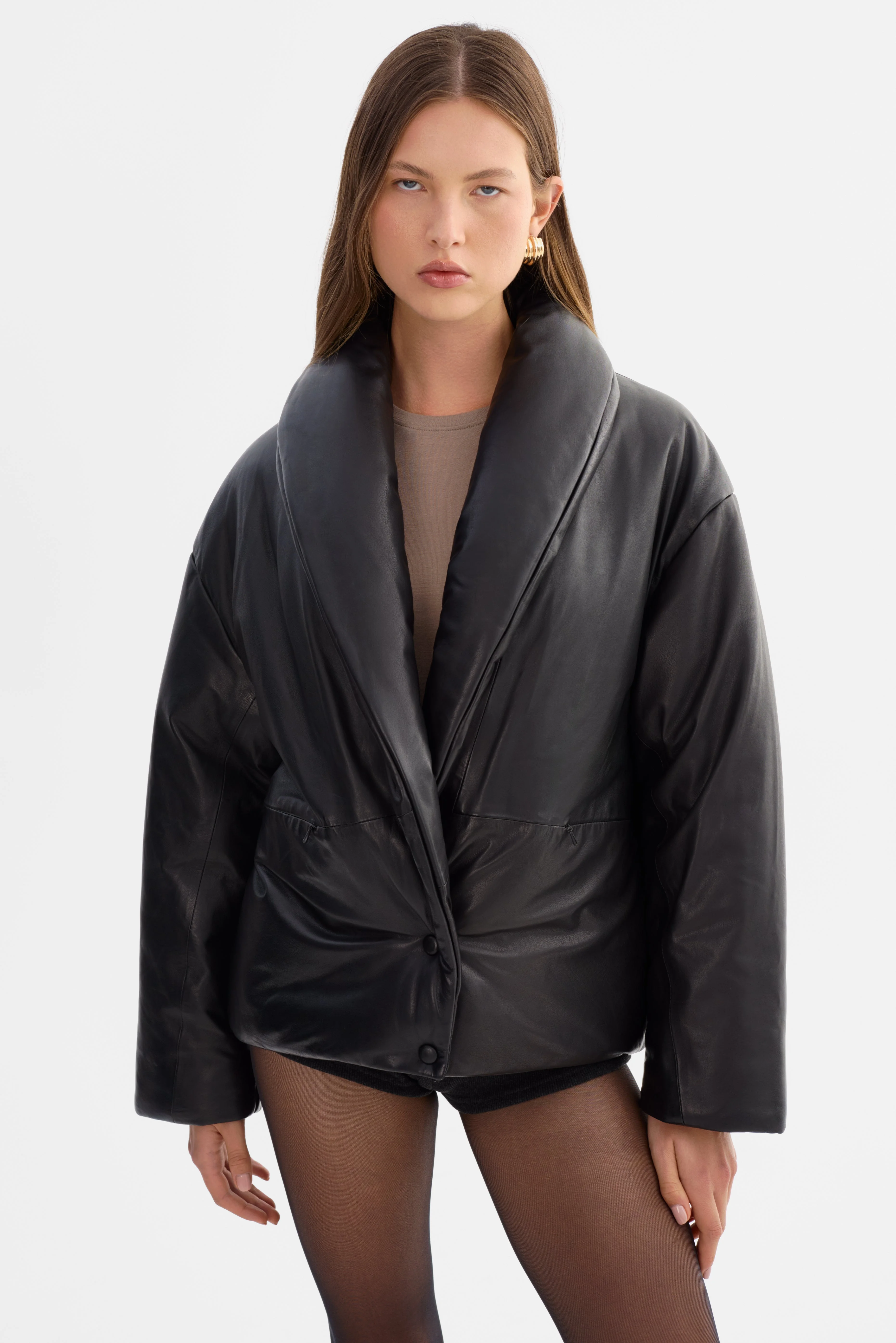INGRID | Leather Puffer Jacket - 1