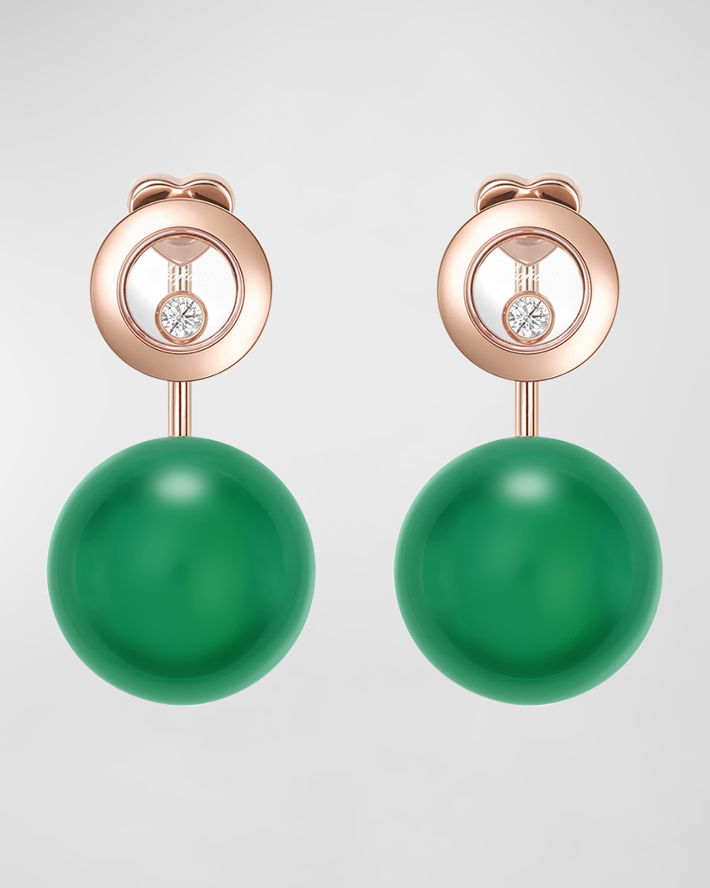 Happy Diamonds Planet 18K Rose Gold and Green Agate Earrings - 1