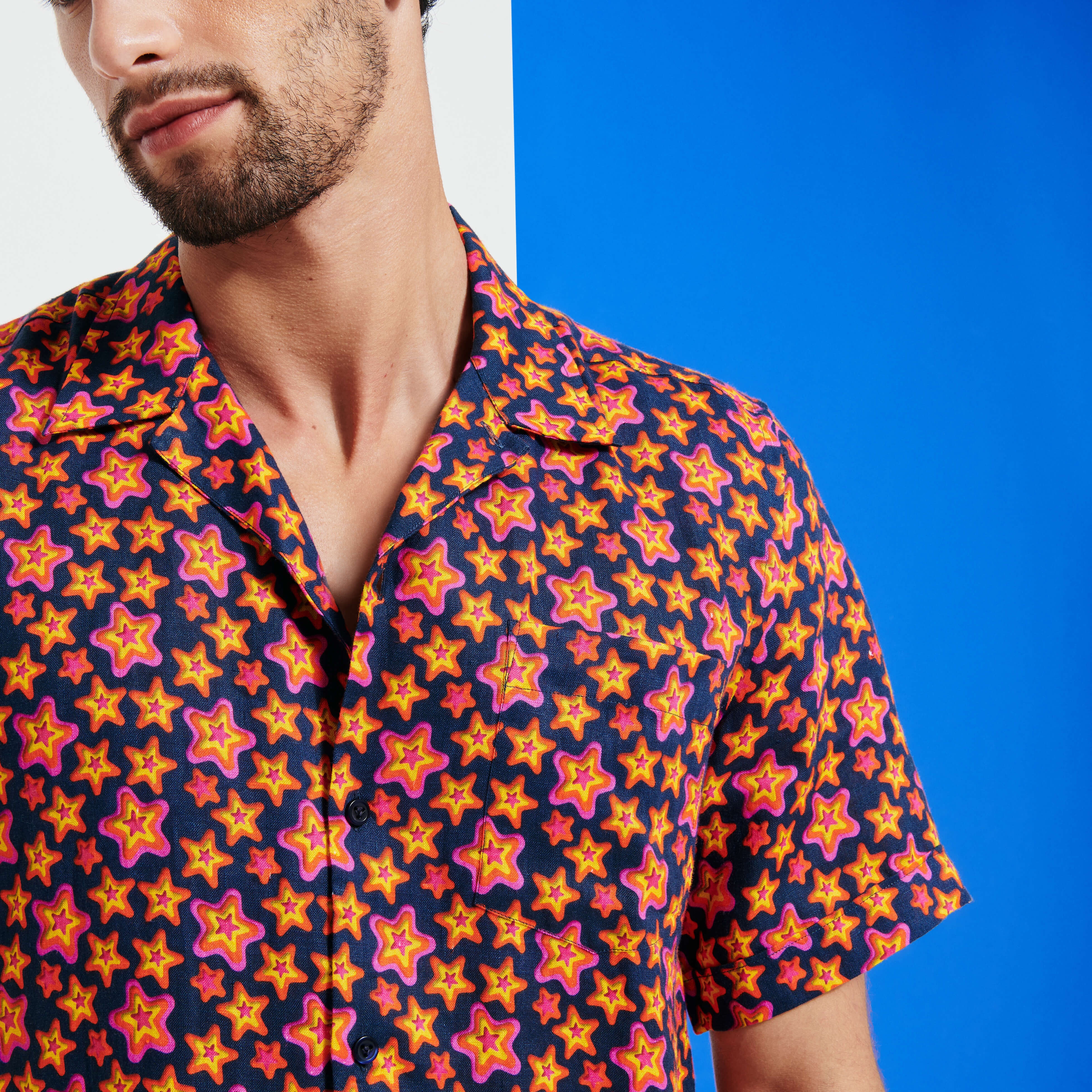 Men Bowling Linen Shirt Stars Gift - 6