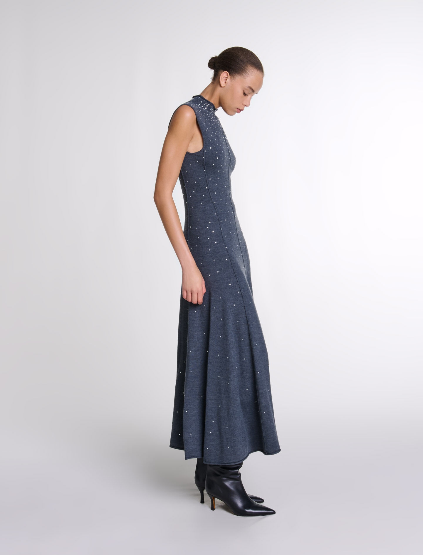 Knit maxi dress with rhinestones - 3