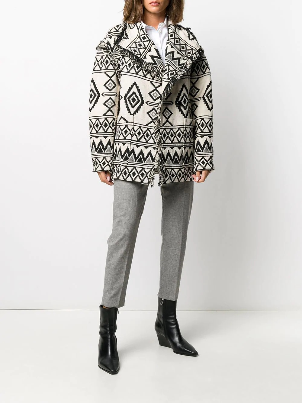 front tie tribal print jacket - 6