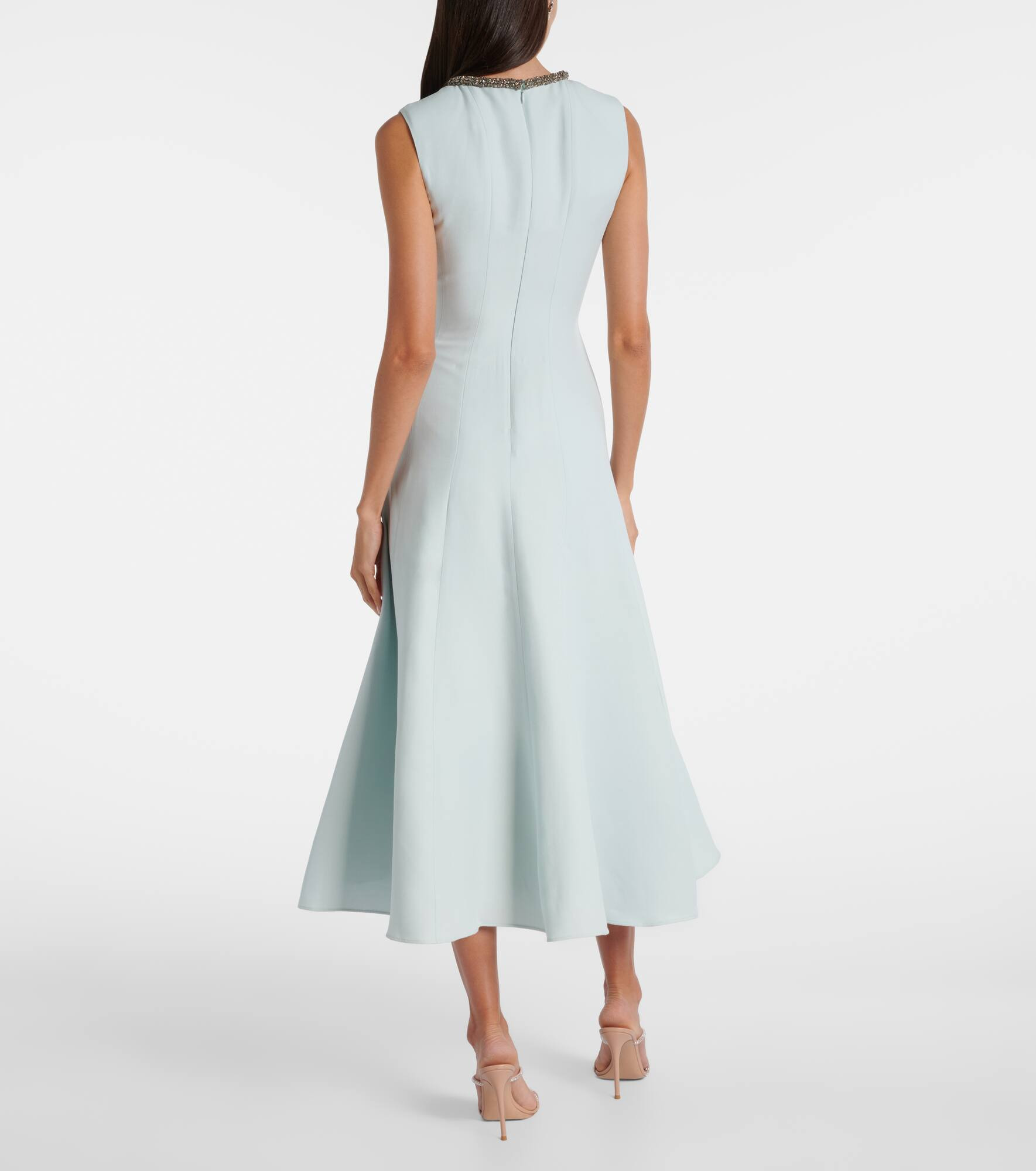 Embellished wool and silk midi dress - 3