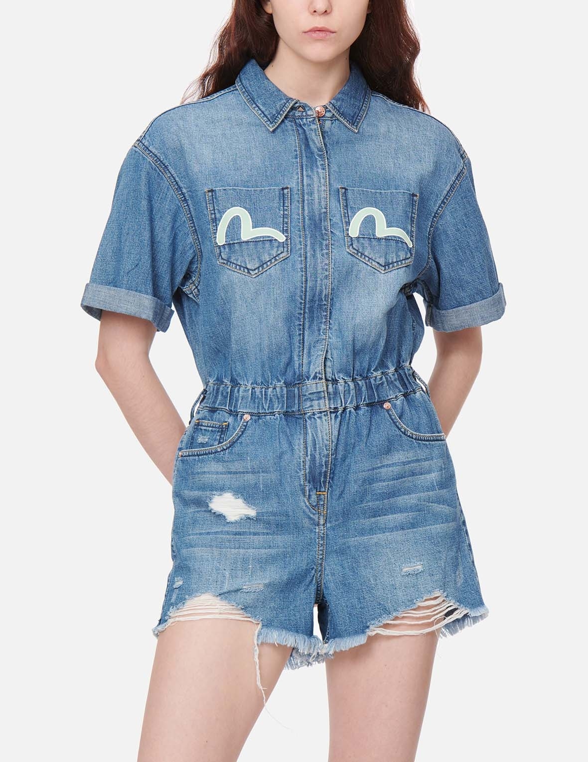 SEAGULL PRINT DENIM JUMPSUIT - 3