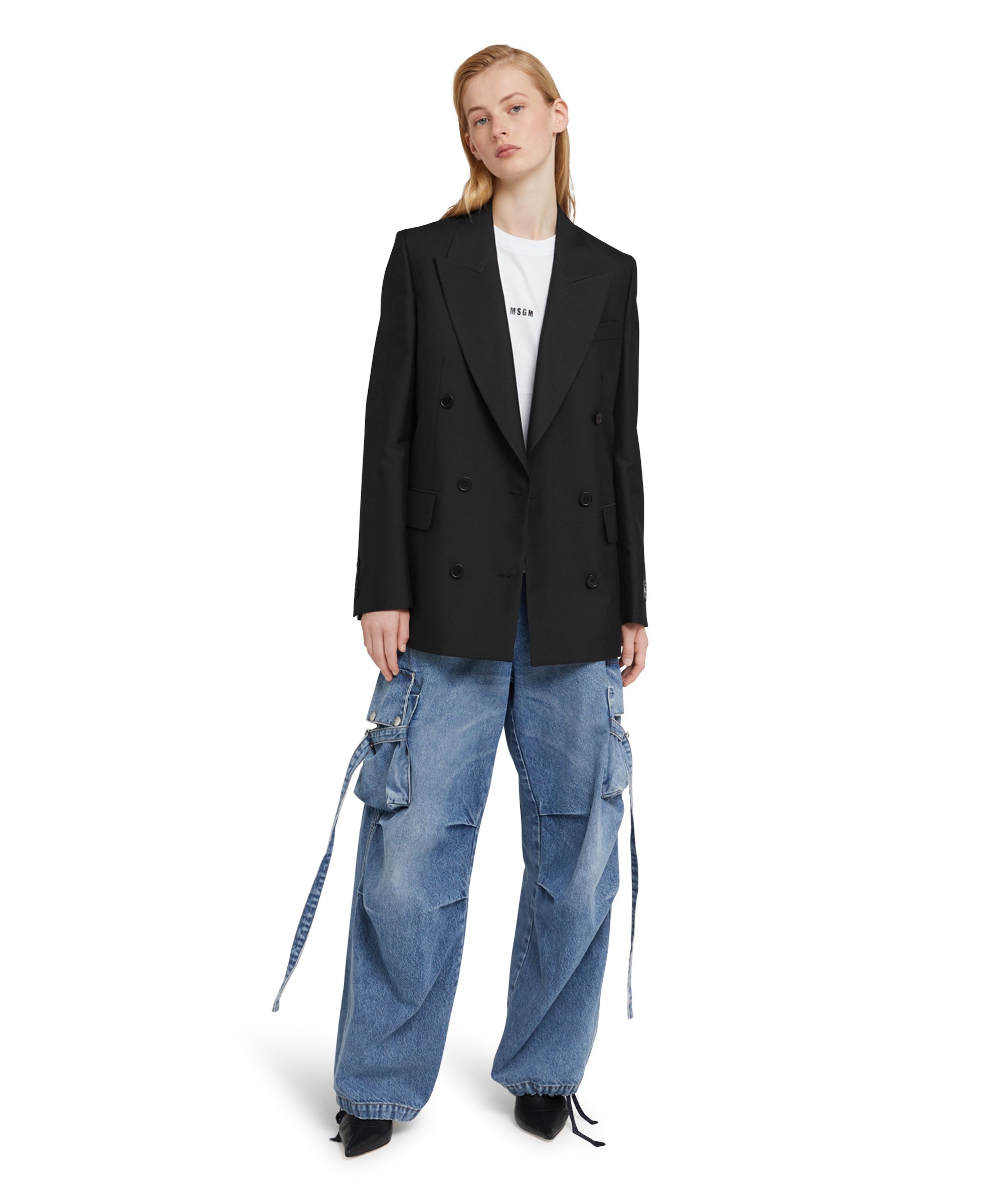 Double-breasted jacket with "Diagonal Techno Wool" motif - 5