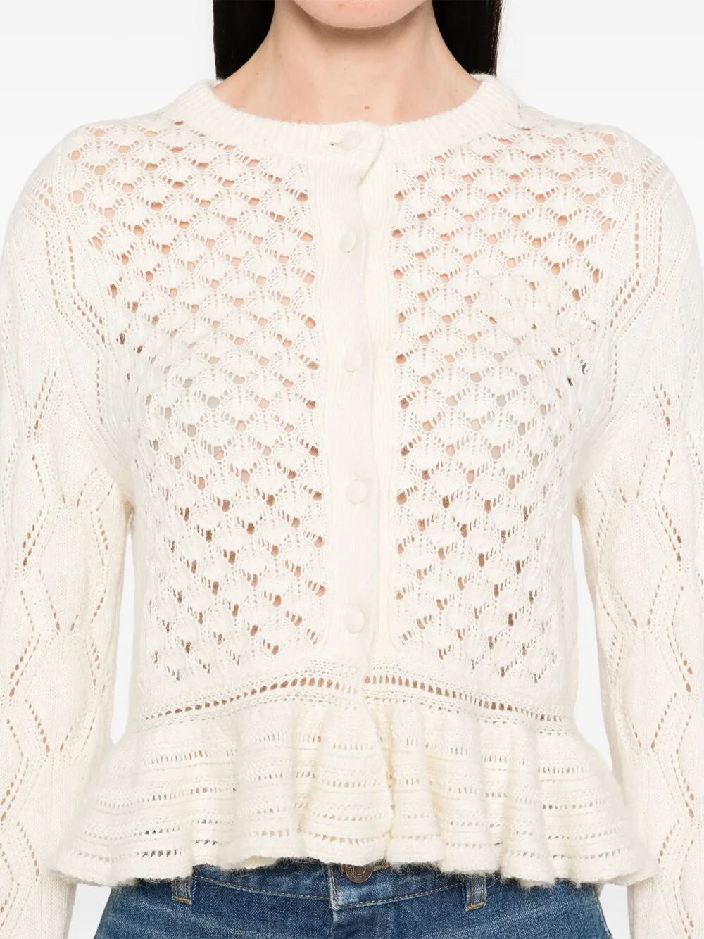 Cotton, Alpaca And Silk Knit Ruffled And Cropped Cardigan - 5