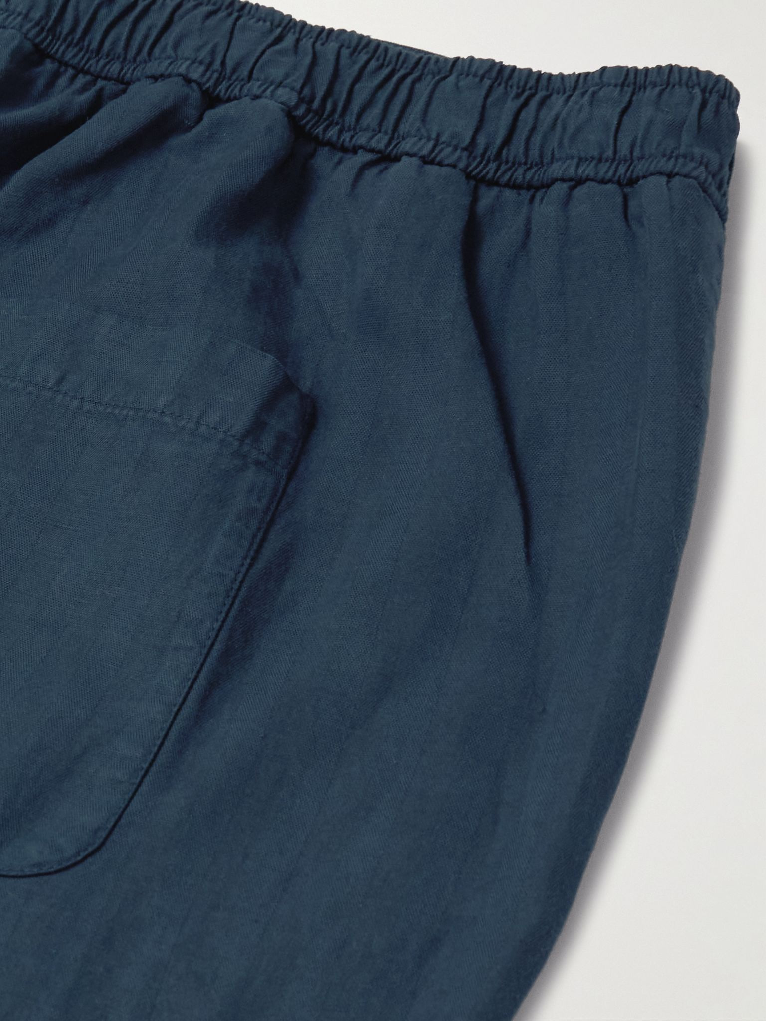 Mendes Straight-Leg Lyocell, Linen and Cotton-Blend Drawstring Trousers Navy - 5