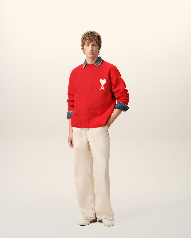 AMI Paris RED ALPACA AMI DE COEUR CREWNECK SWEATER outlook