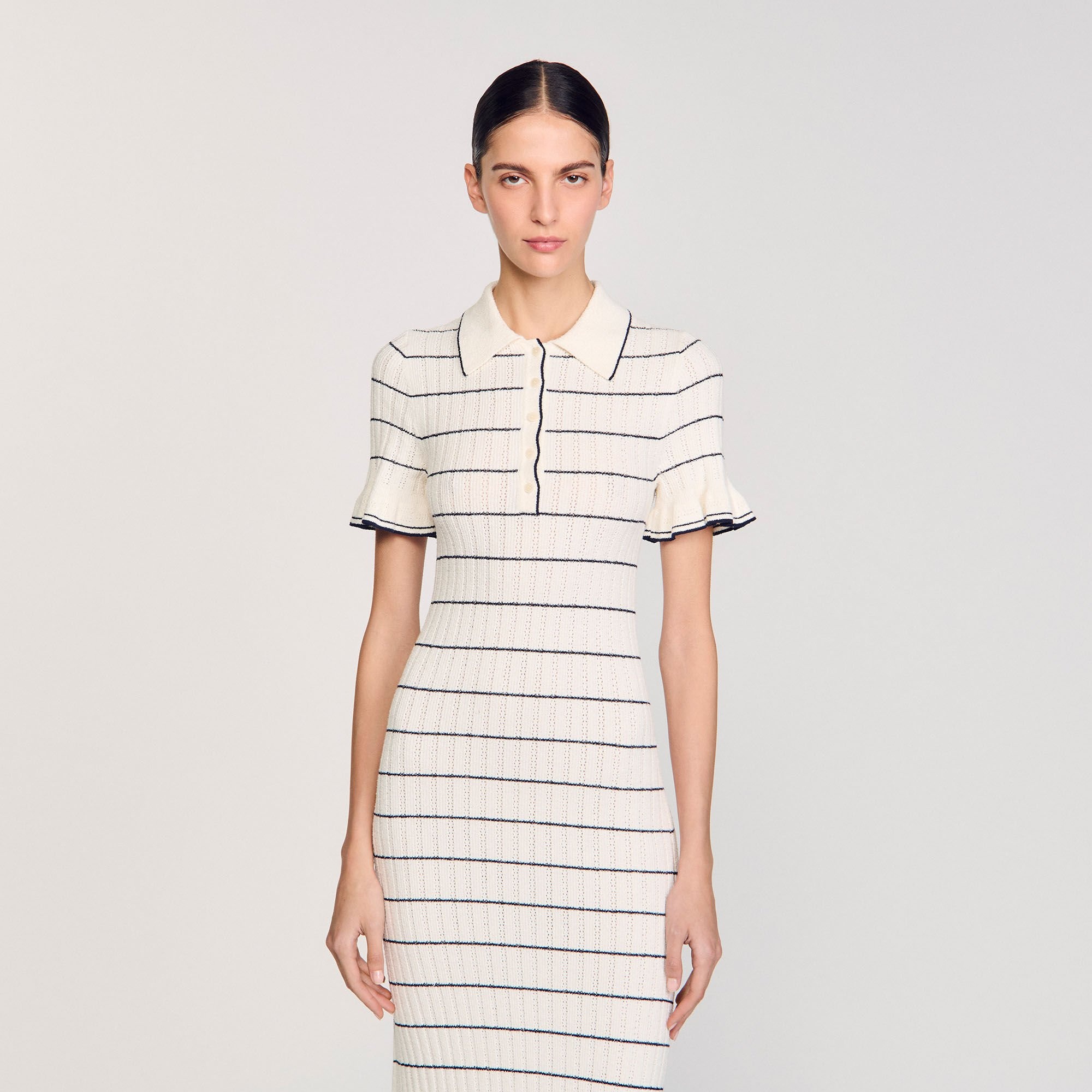 KNITTED MAXI DRESS WITH POLO NECK - 4