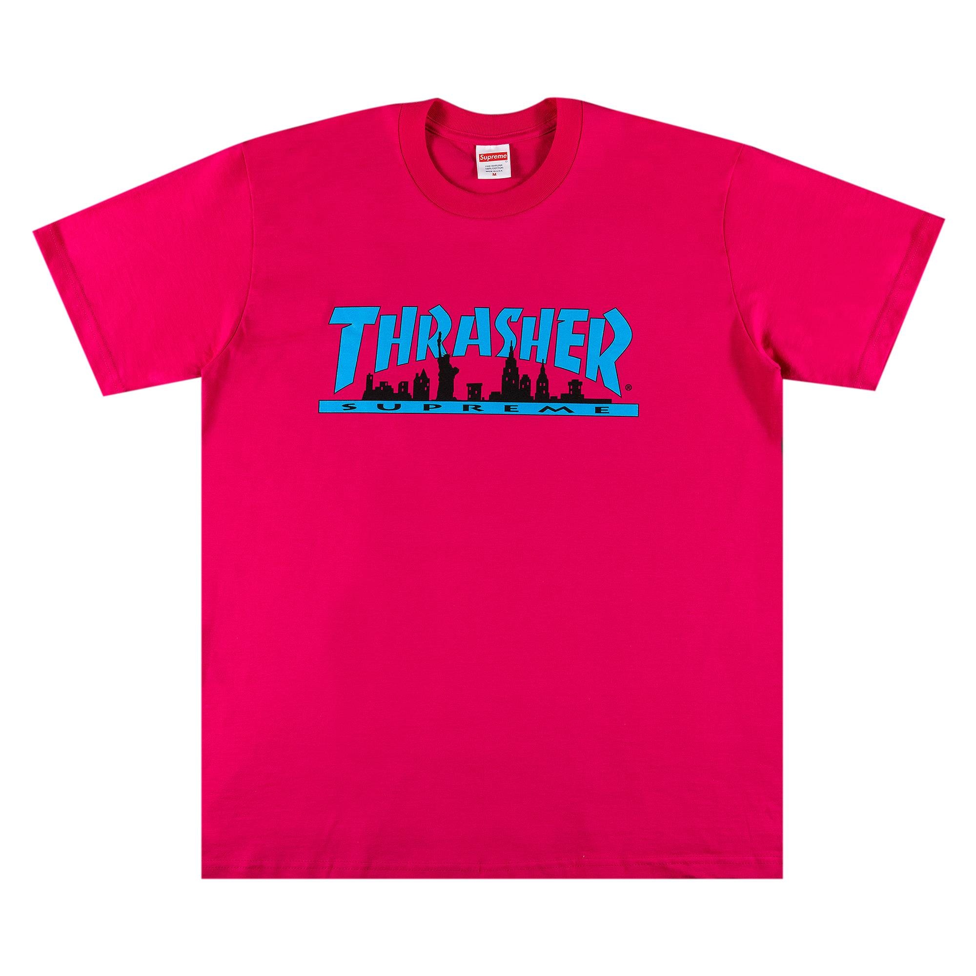 Supreme Supreme x Thrasher Skyline Tee 'Pink' | REVERSIBLE