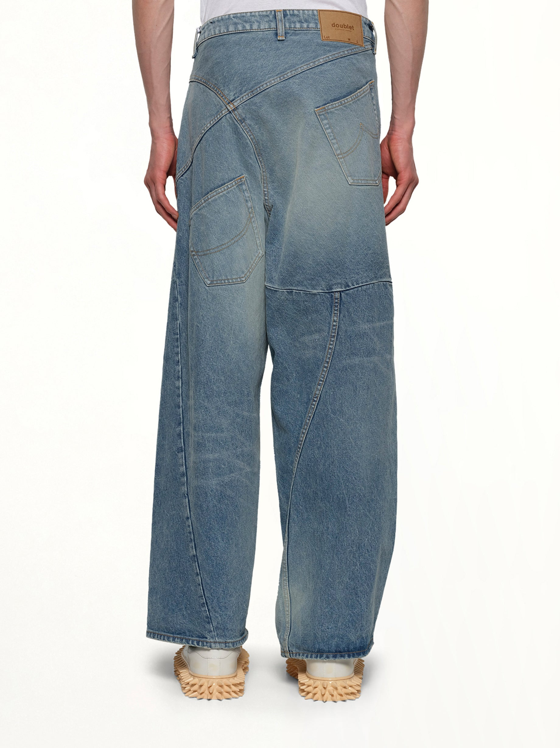 Distorted Cutting Denim Pants in Indigo - 5