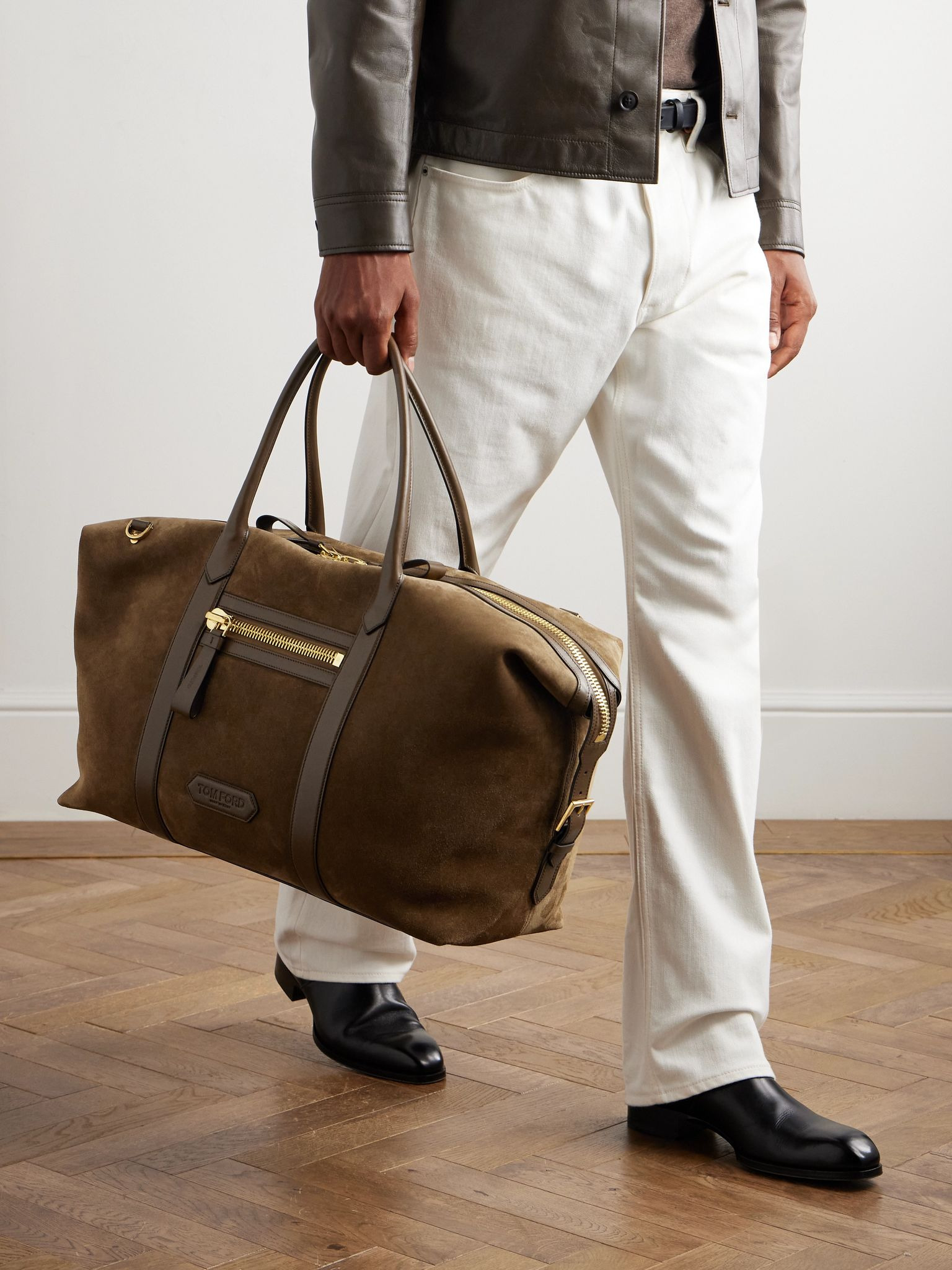 Buckley Leather-Trimmed Suede Holdall Brown - 2