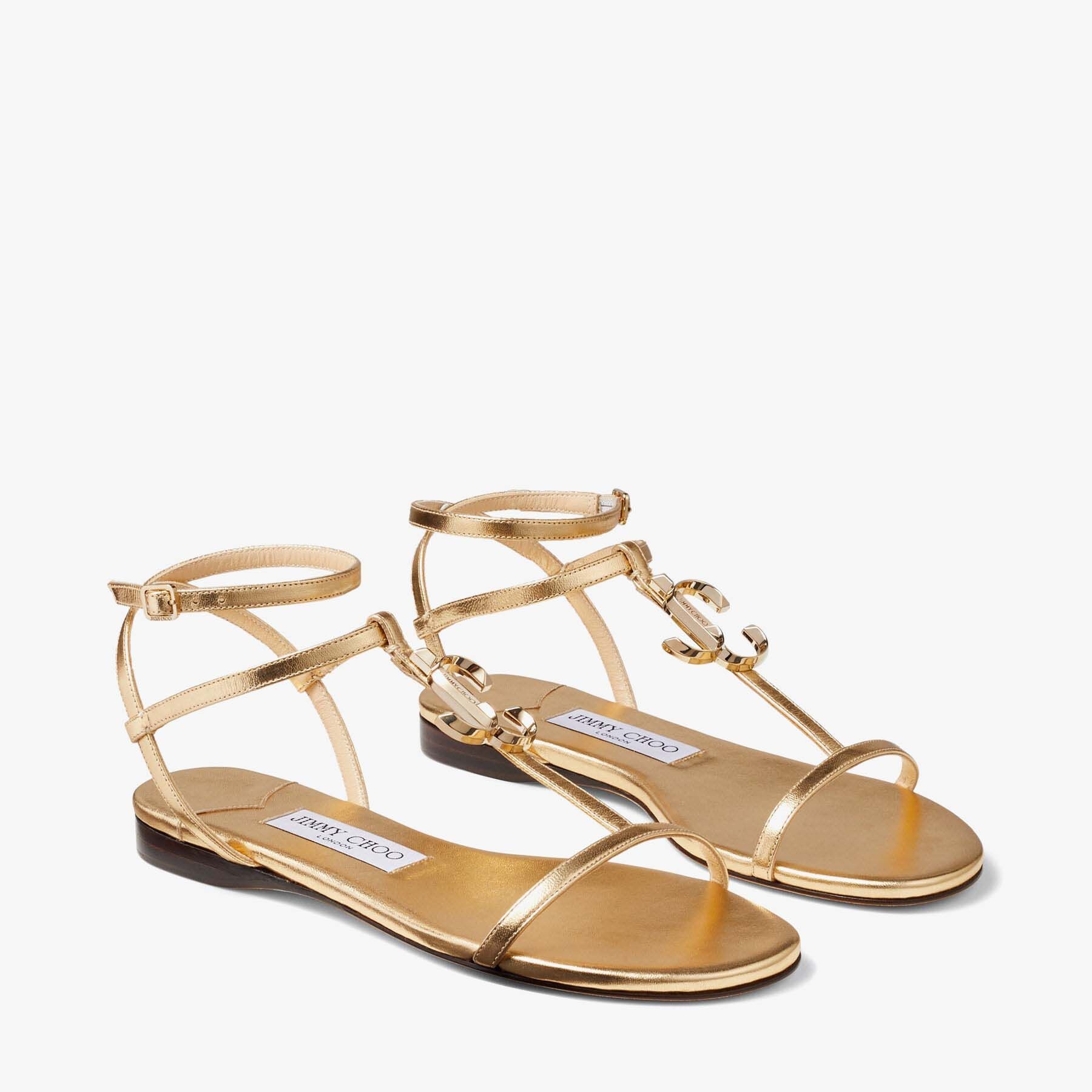 Alodie Flat
Metallic Gold Nappa Leather Flat Sandals - 3