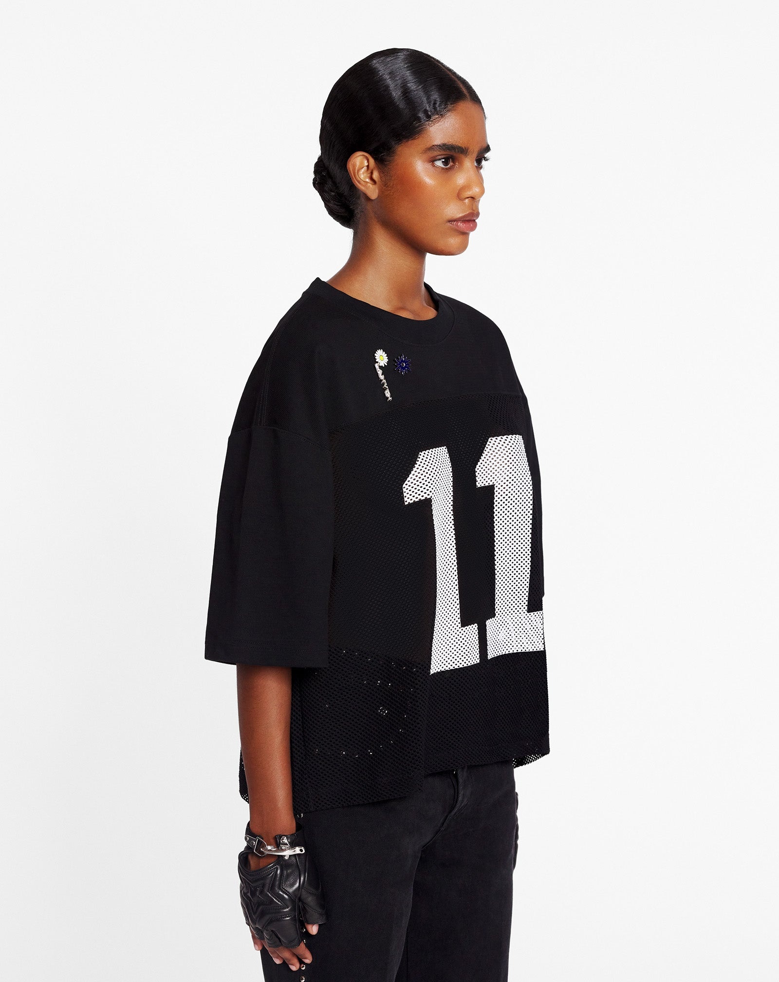 LANVIN X FUTURE LOOSE-FIT MESH T-SHIRT - 4