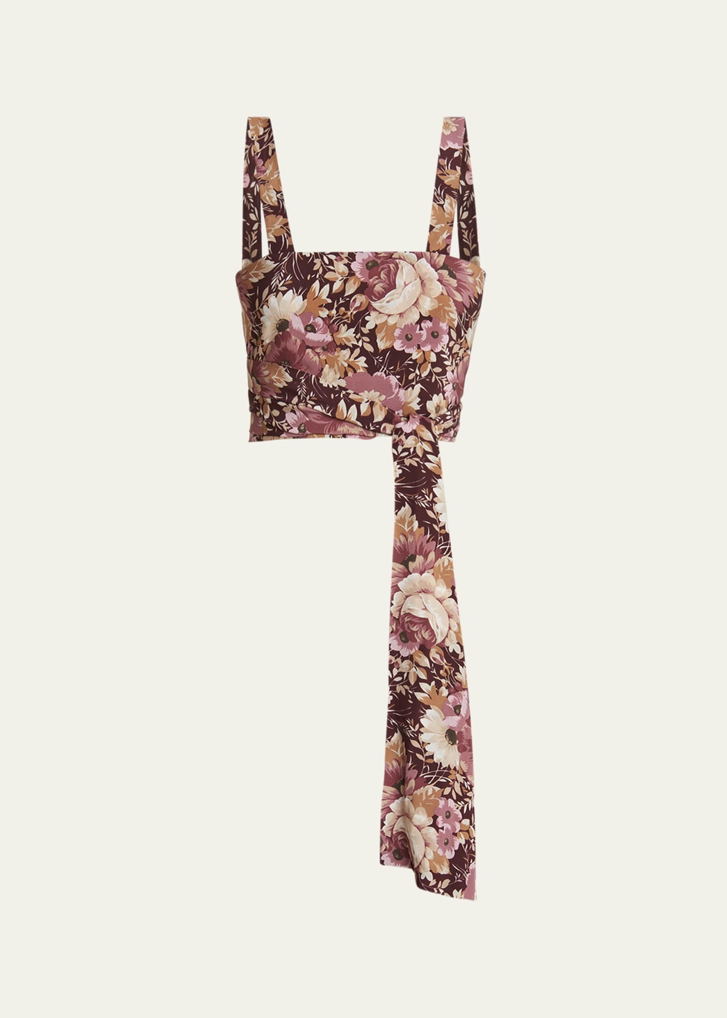 Rose Print Cropped Silk Top - 1