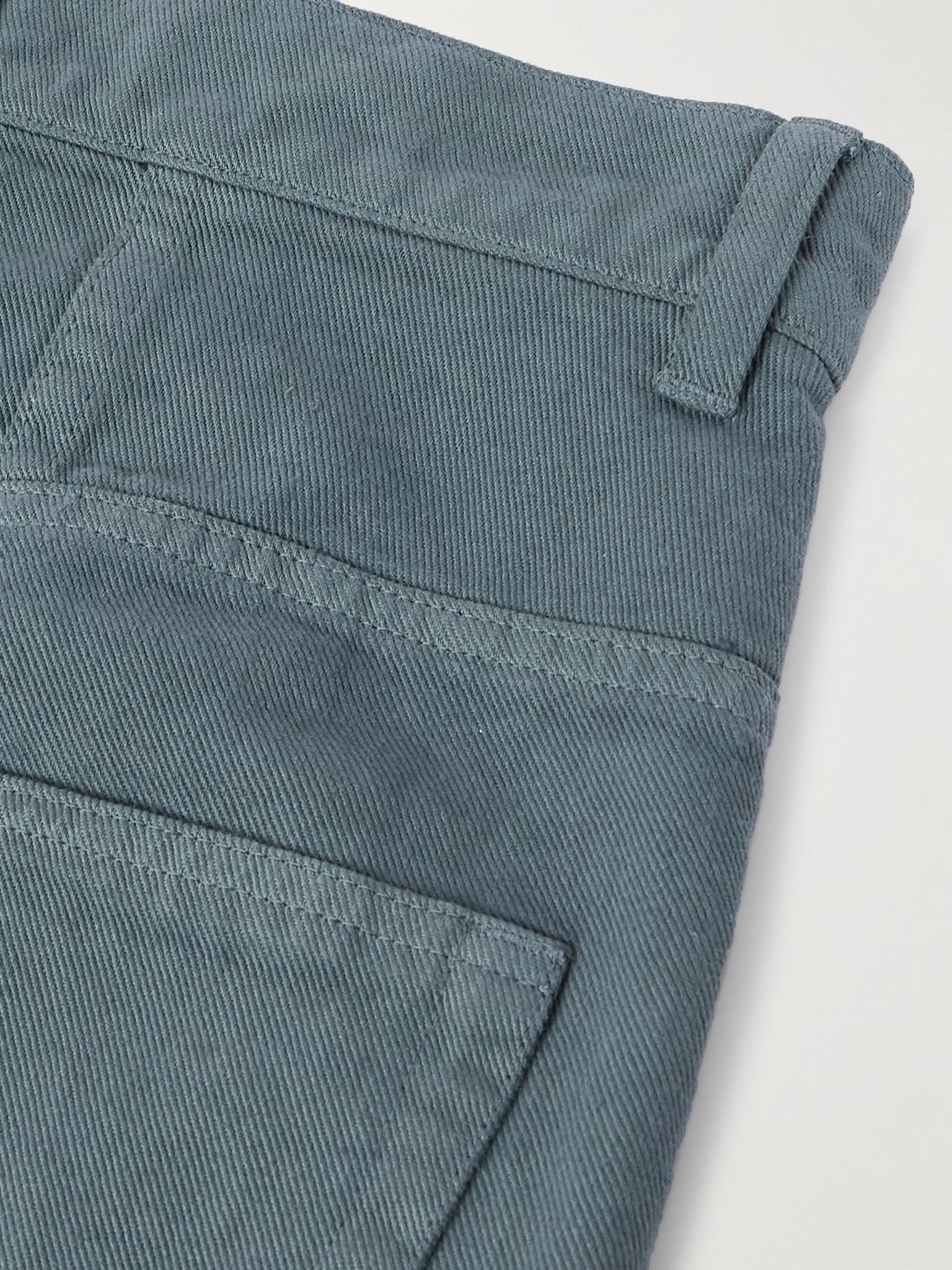 Straight-Leg Garment-Dyed Cotton-Twill Trousers Gray - 5