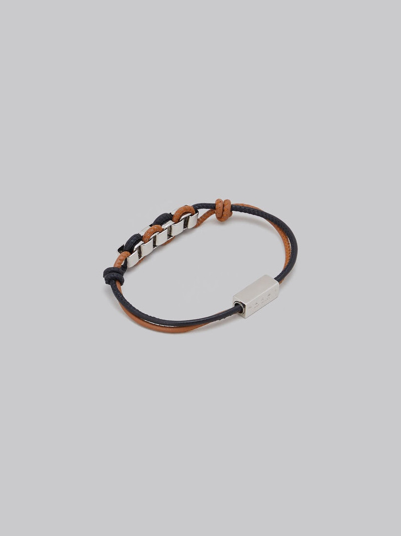 RED AND BLUE LEATHER BRACELET WITH MARNI LOGO 3