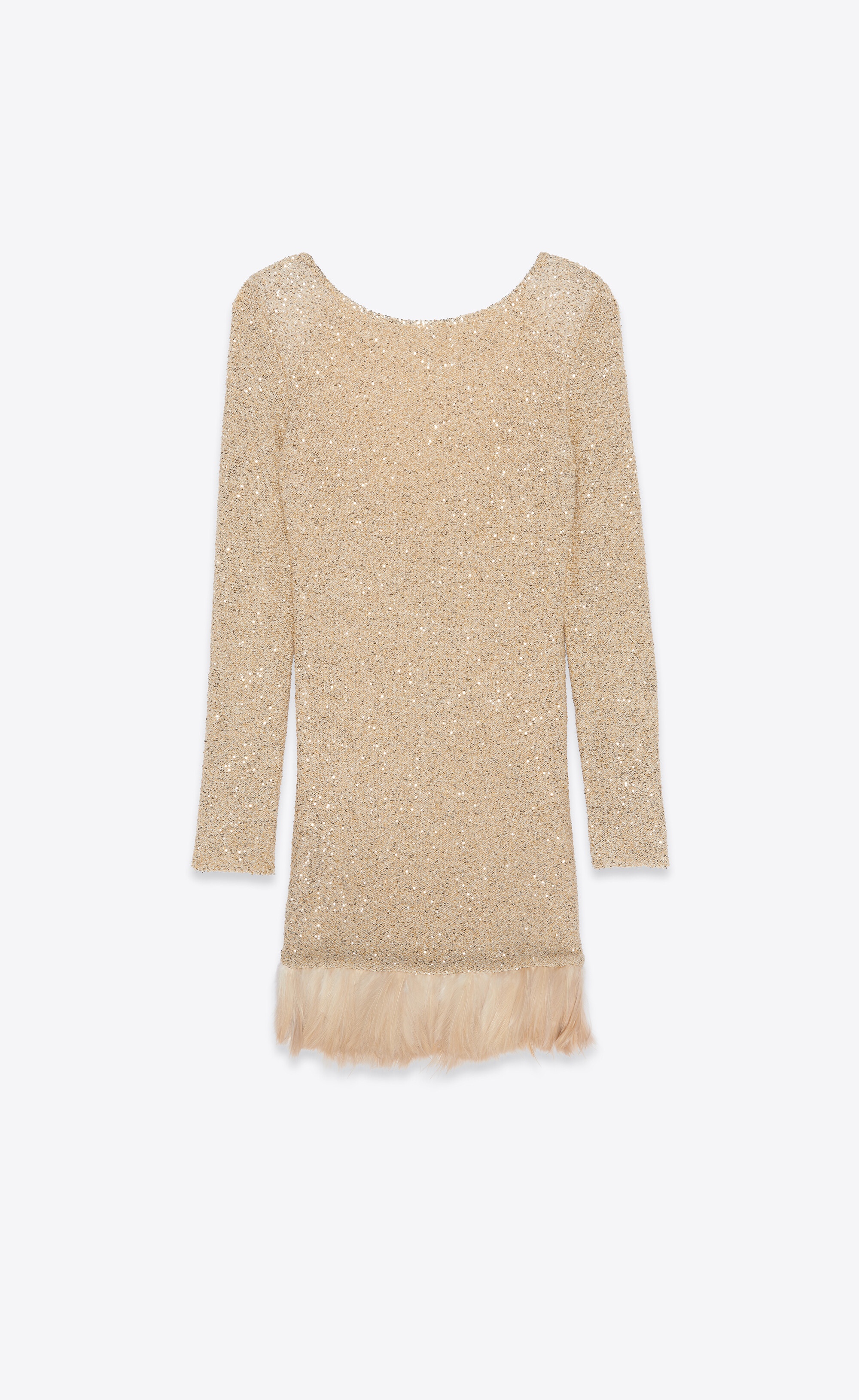 midi dress in sequined knit and feathers - 1