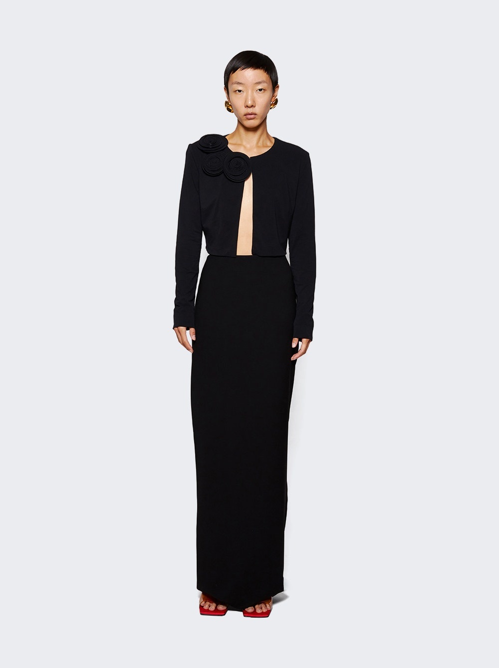 High Waist Column Skirt Black - 2