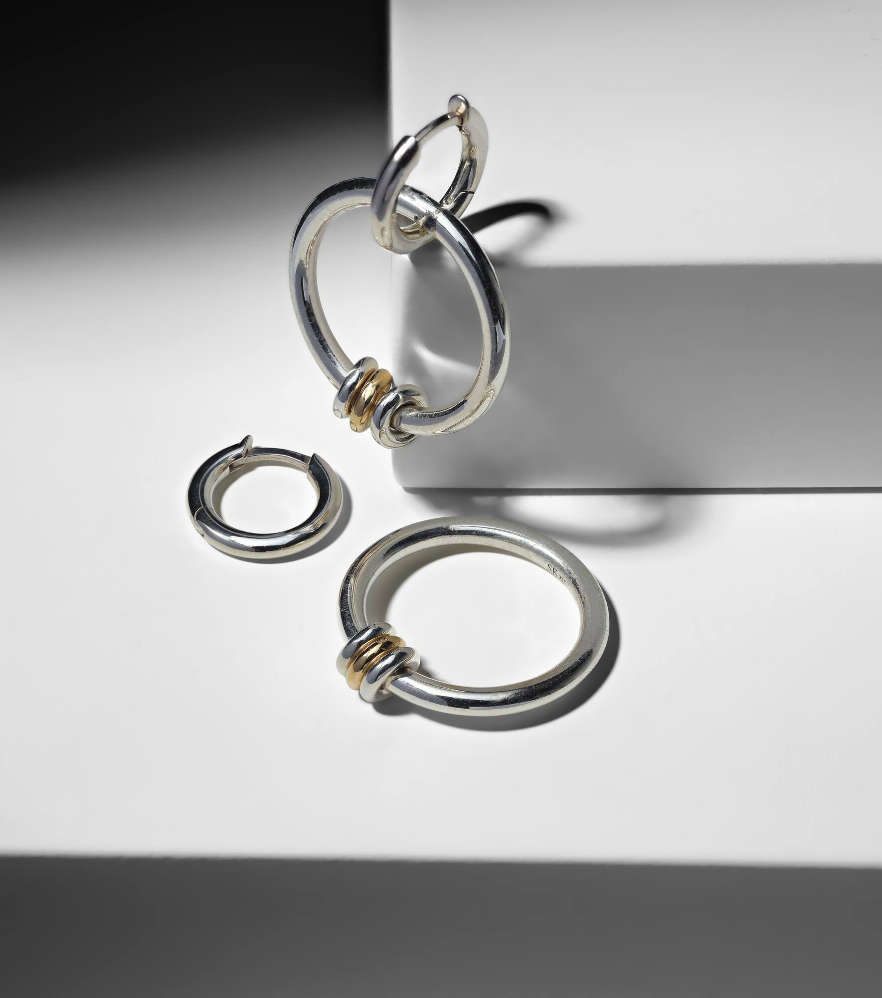 Sirius Versa sterling silver and 18kt gold hoop earrings - 5