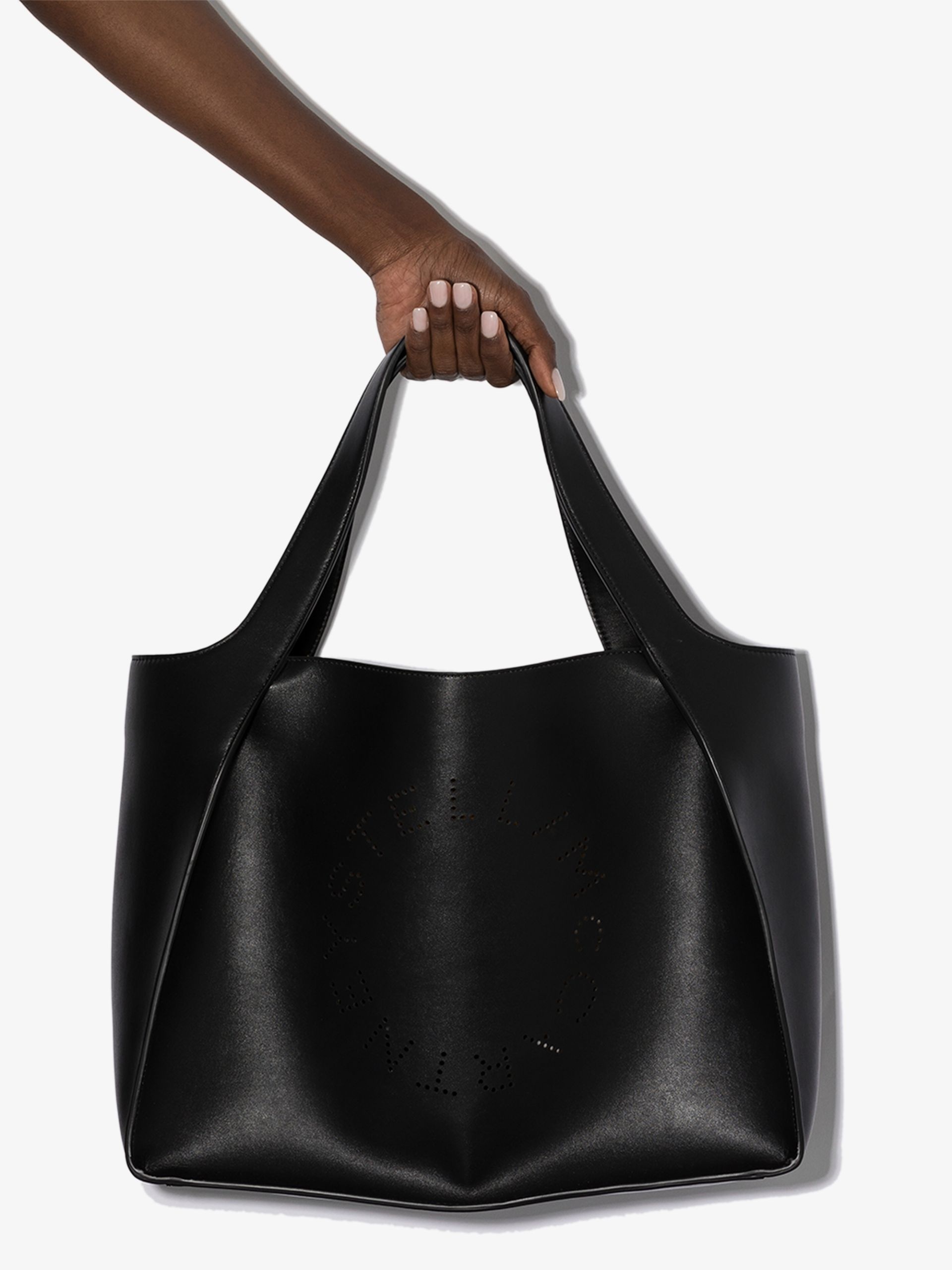 Black Stella logo faux leather tote bag - 1