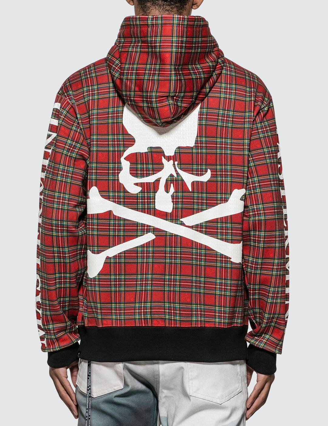 Sleeve Logo Print Tartan Check Hoodie - 3