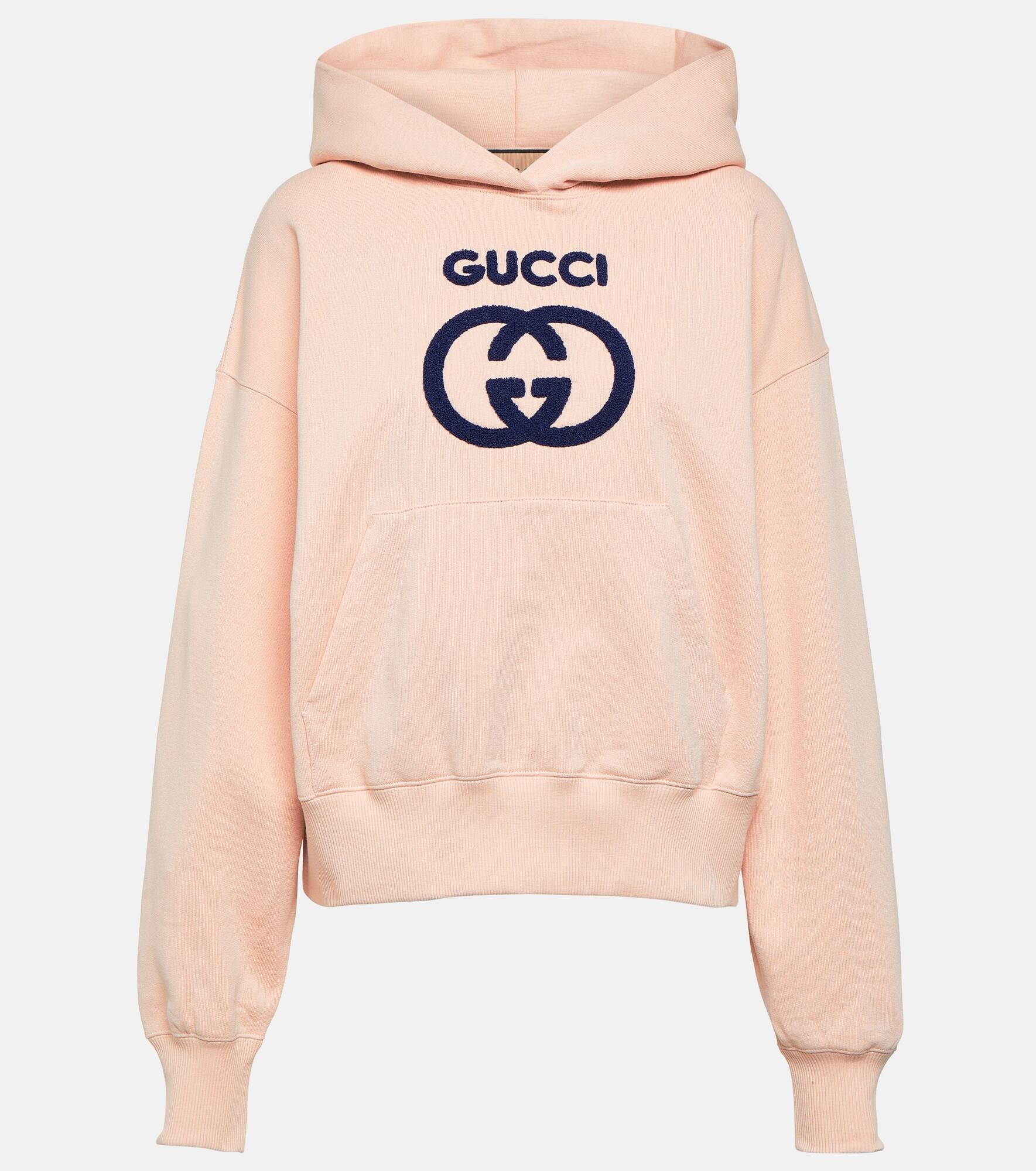 GG embroidered cotton jersey hoodie - 1