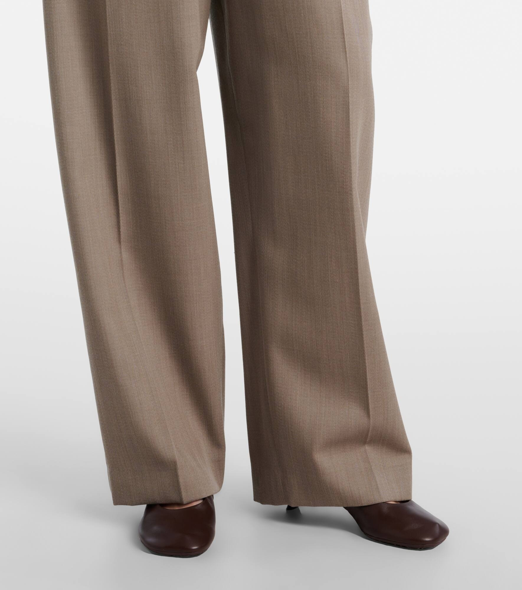Gathered wool wide-leg pants - 5