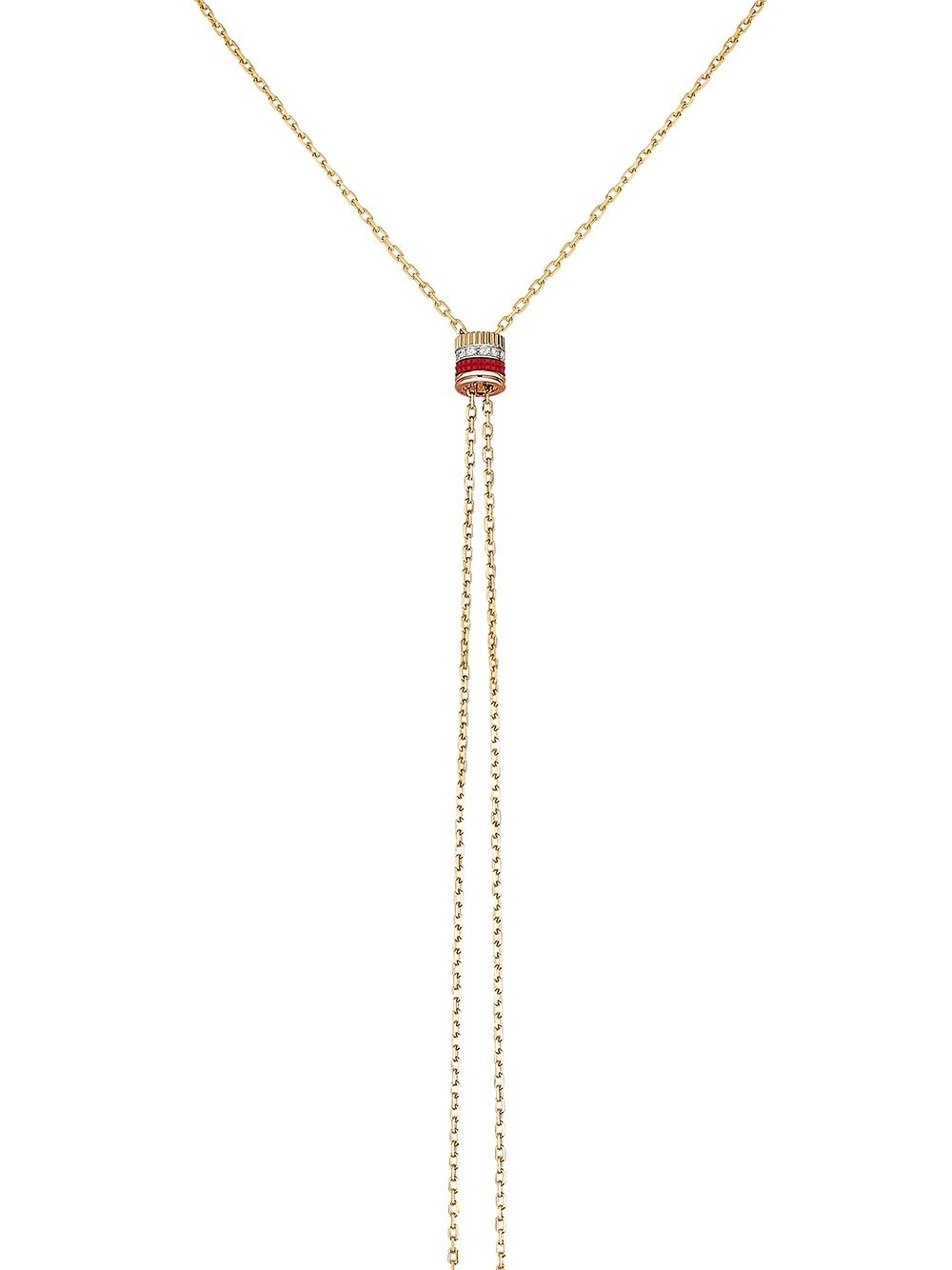 18kt yellow gold mini Quatre Red Edition diamond and ceramic tie necklace - 2